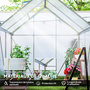 Voir la diapositive 6 : OUTSUNNY Serre de jardin aluminium polycarbonate 2,5 m² dim. 1,92L x 1,31l x 2H m lucarne réglable fondation porte coulissante