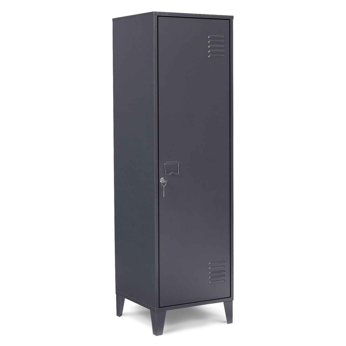 ID MARKET Armoire vestiaire ESTER porte métal gris foncé design industriel