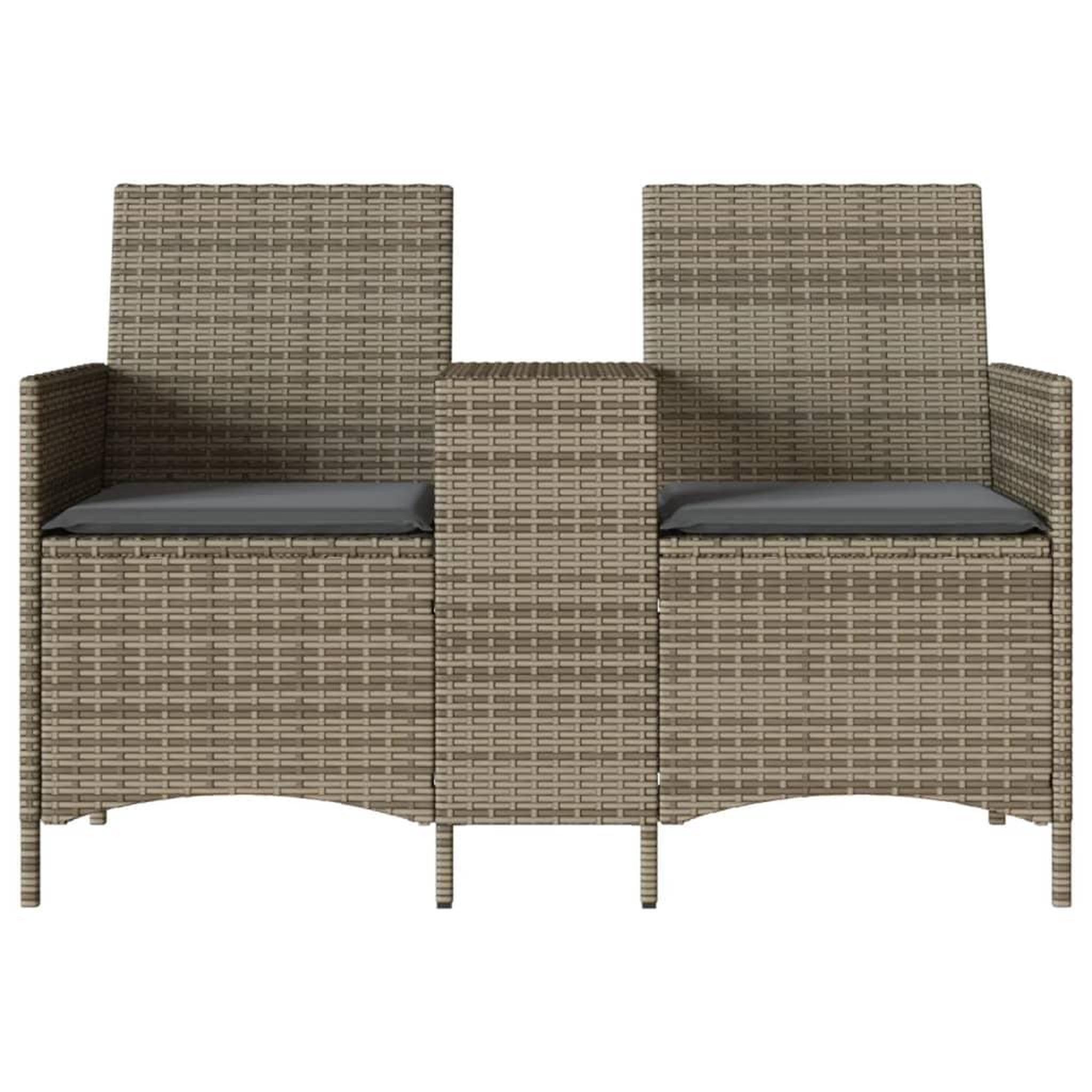 Voir la diapositive 4 : VIDAXL Canape de jardin 2 places avec table et coussins resine tressee