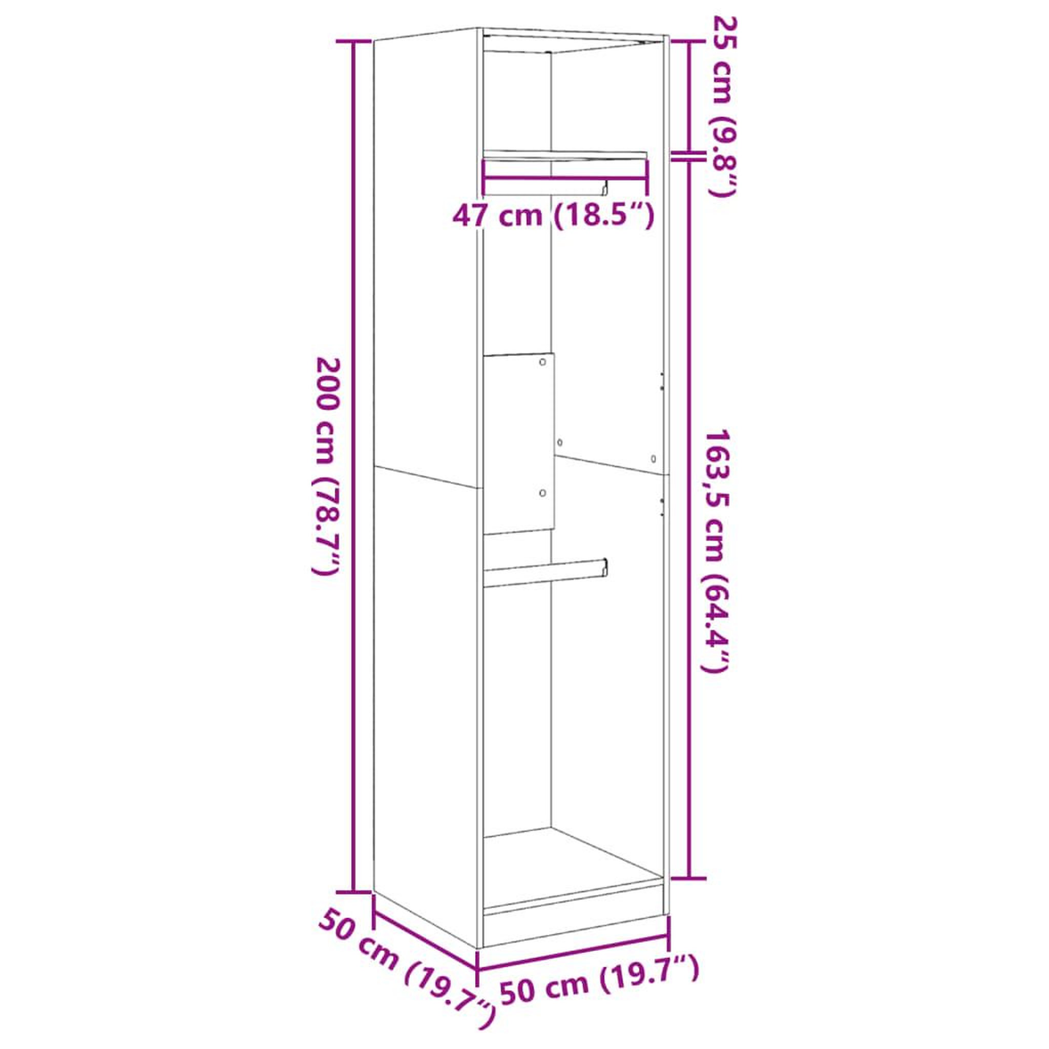 Voir la diapositive 6 : VIDAXL Garde-robe Chene sonoma 50x50x200 cm Bois d'ingenierie