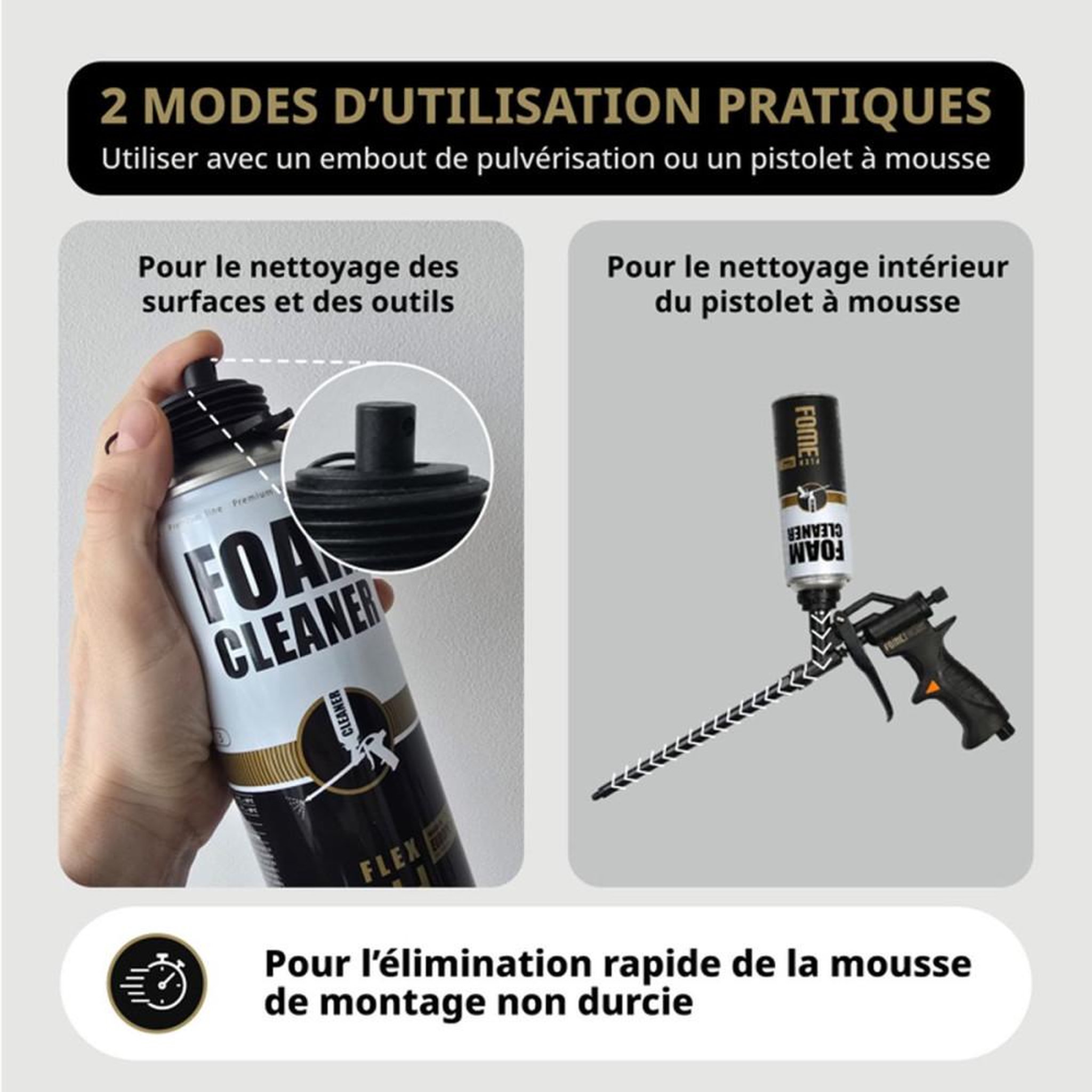 Voir la diapositive 4 : Nettoyant mousse polyuréthane en aérosol pour résidus de mousse non polymérisée 500 ml