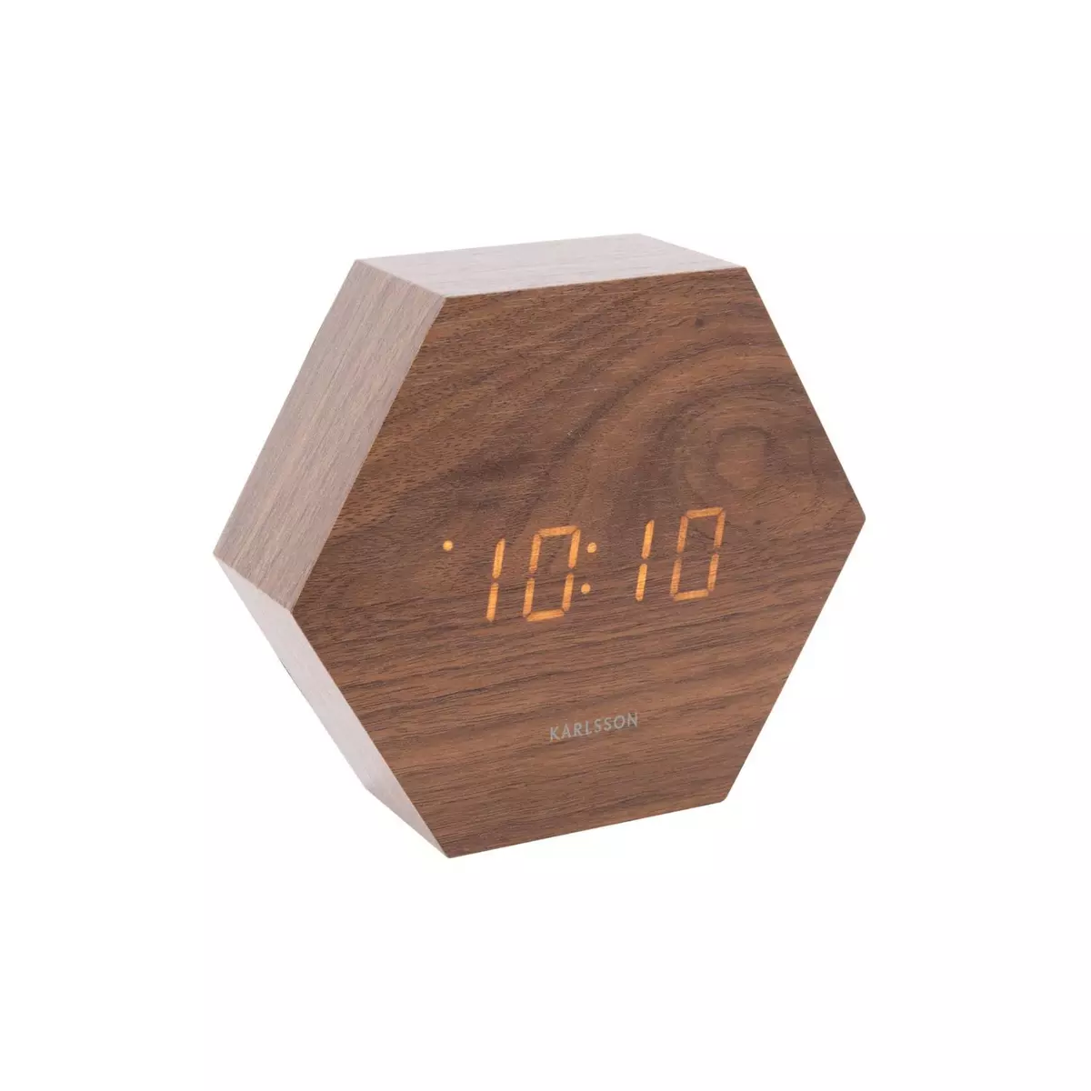 Karlsson Horloge réveil en bois Square - H. 11 cm - Marron