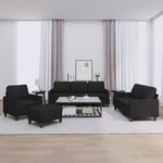 VIDAXL Ensemble de canapes 4 pcs avec coussins Noir Tissu