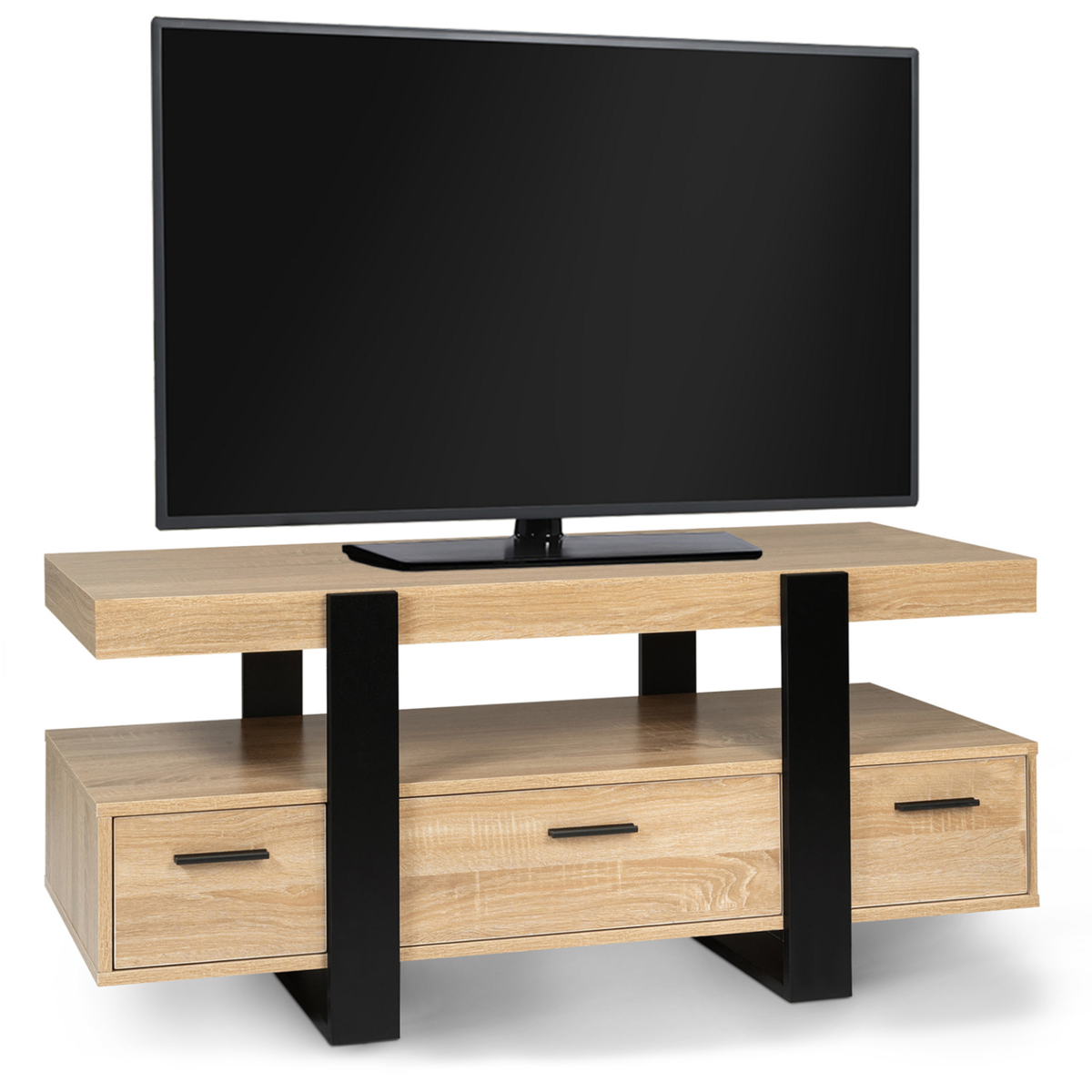 ID MARKET Meuble TV 116 cm PHOENIX avec tiroirs bois et noir