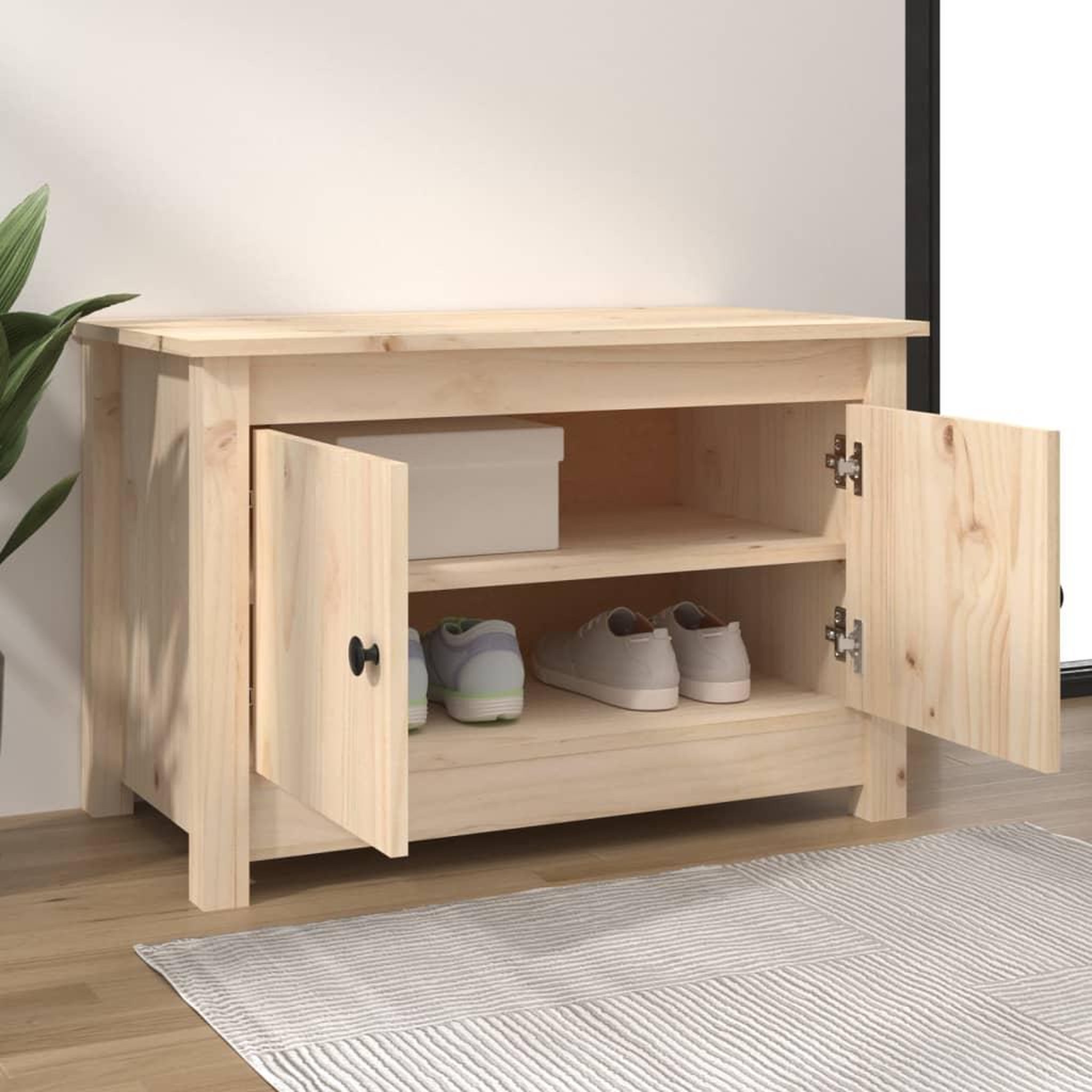 Voir la diapositive 3 : VIDAXL Armoire a chaussures 70x38x45,5 cm Bois de pin massif