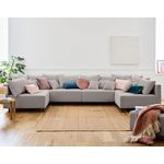 LISA DESIGN Edinburg - canapé modulable panoramique 6 places - en velours côtelé. Coloris disponibles : Jaune, Beige, Gris, Vert, Bleu, Orange, Noir