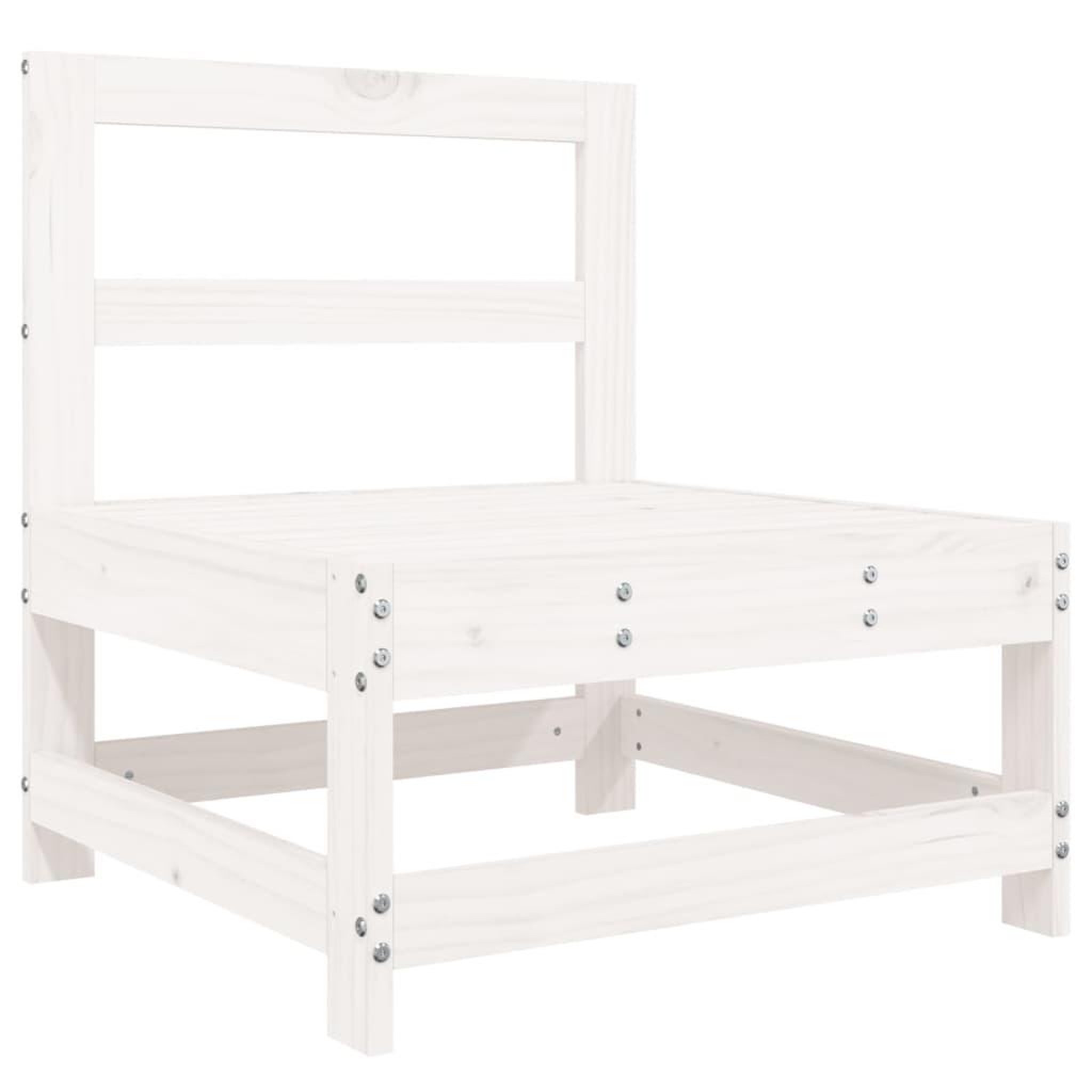 Voir la diapositive 4 : VIDAXL Salon de jardin 7 pcs Blanc Bois de pin massif