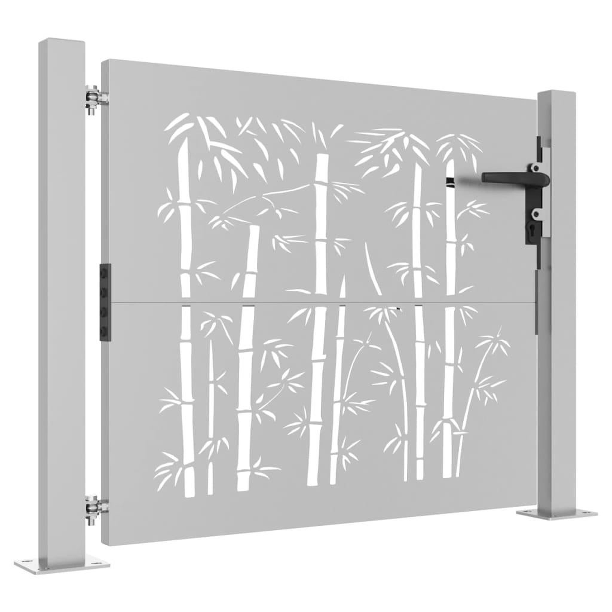Voir la diapositive 3 : VIDAXL Portail de jardin 105x105 cm acier corten design de bambou