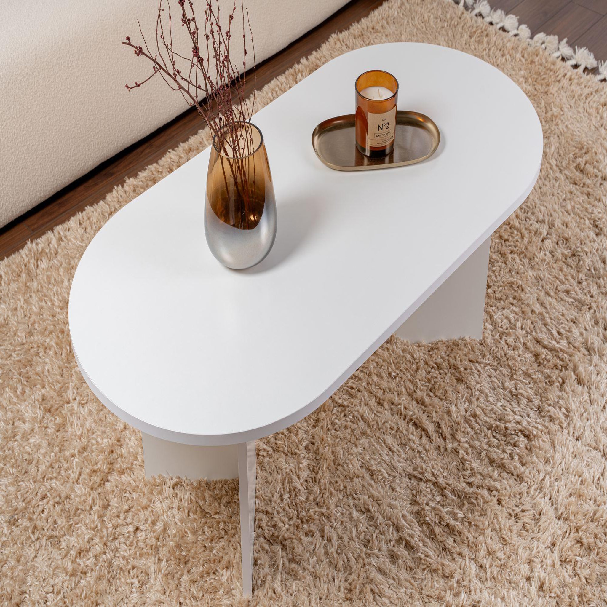 Voir la diapositive 4 : Habitat et Jardin Table basse en bois  sable  - 60 x 119 x 40 cm - blanc