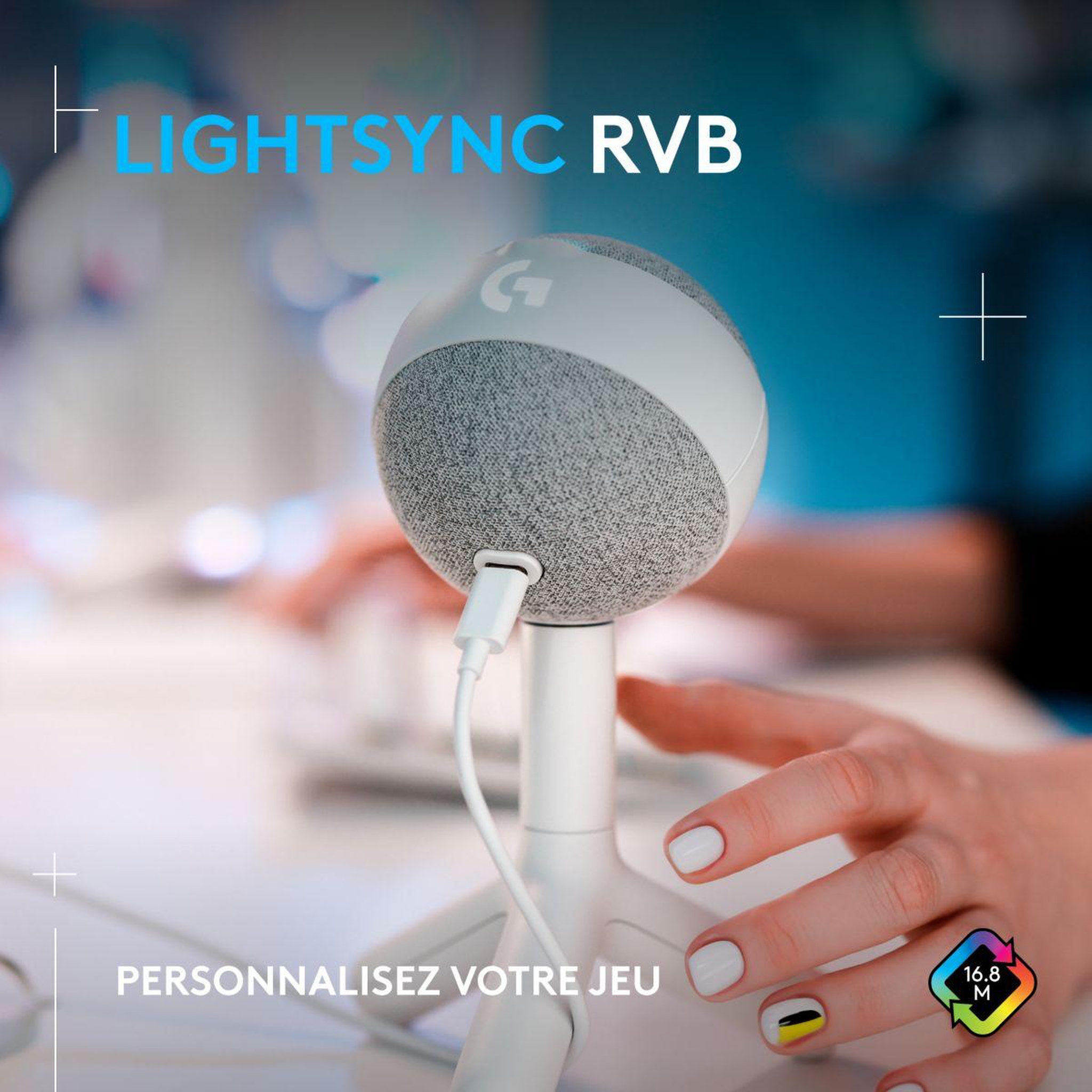 Voir la diapositive 2 : Logitech Micro Streaming Yeti Orb Blanc