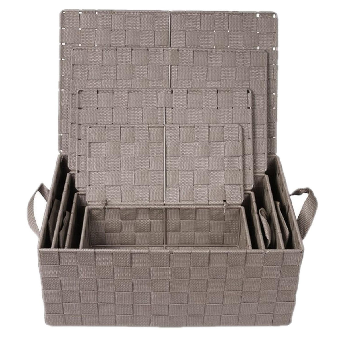 TOILINUX Lot de 4 Corbeilles avec sangles et couvercles en Polypropylène