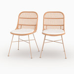 Rendez vous déco Lot de 2 chaises en rotin beige et pieds en métal beige-Moon