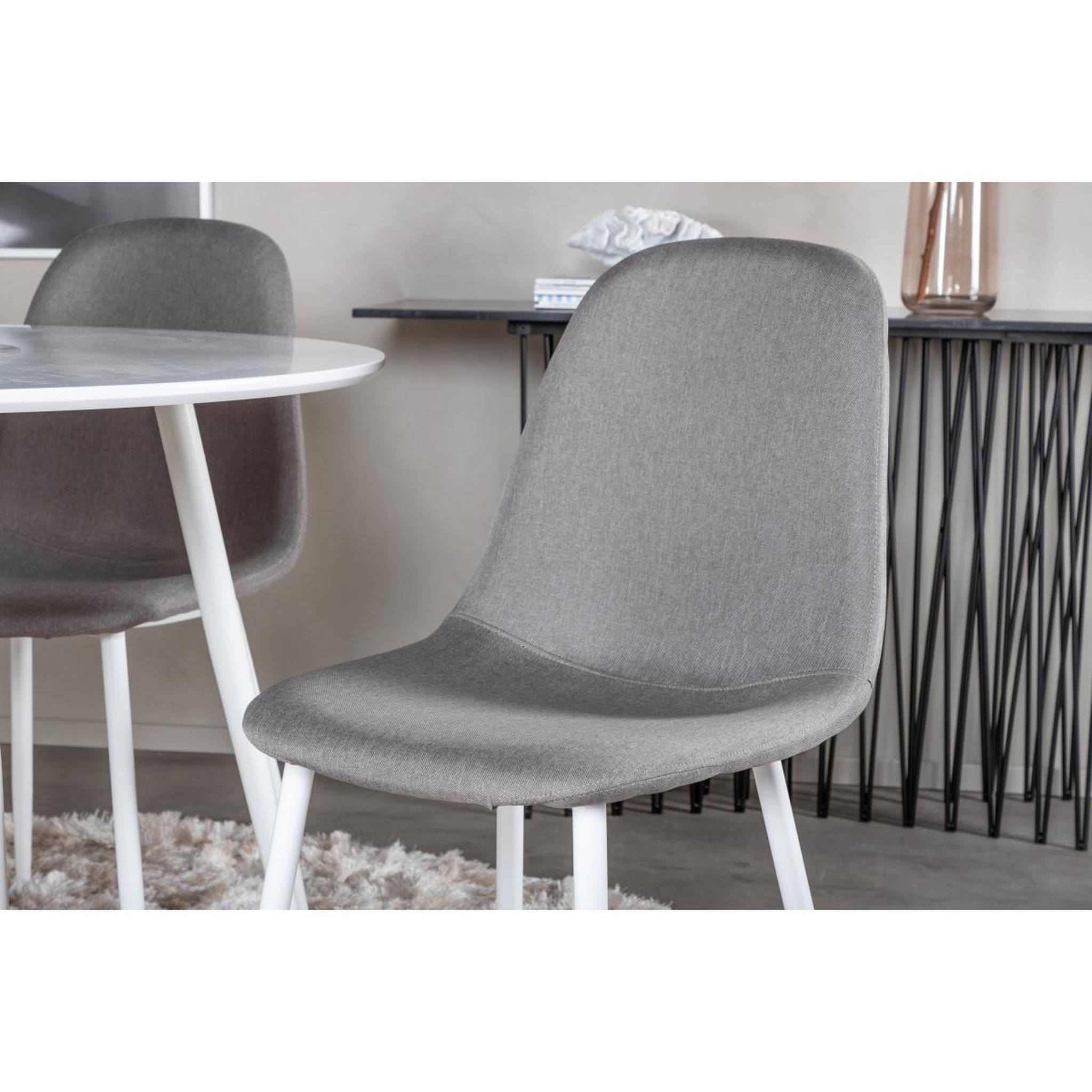 Voir la diapositive 4 : Paris Prix Ensemble table à manger & 4 chaises  plaza & polar  100cm blanc & gris