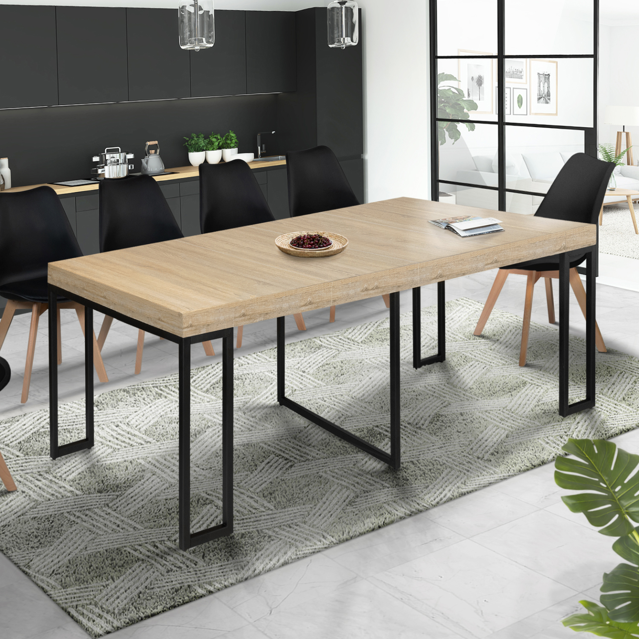 Voir la diapositive 2 : ID MARKET Table console extensible toronto 10 personnes 235 cm design industriel