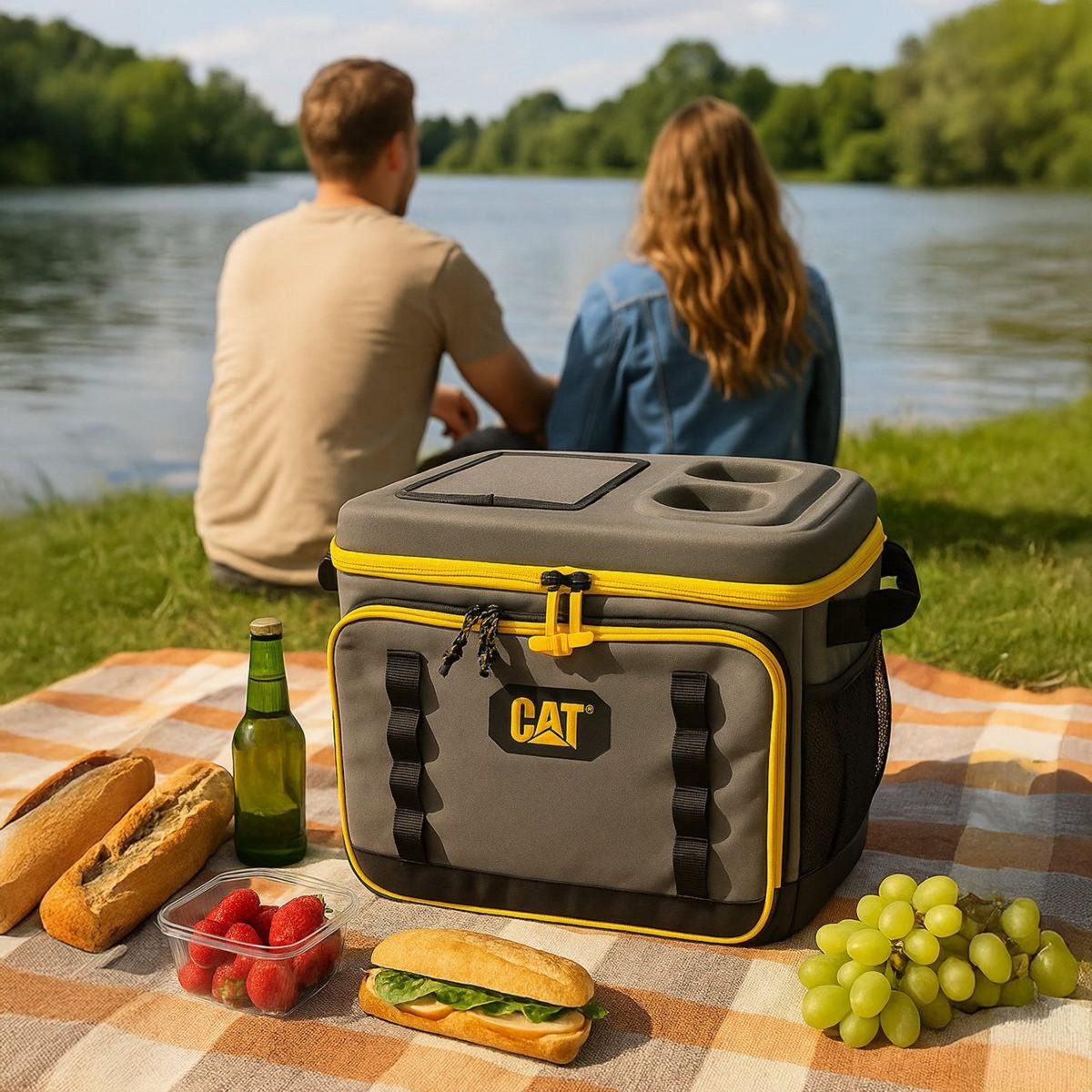 caterpillar Glacière portable Sac isotherme 35 Litres Grand volume Chantier Camping Plage Caterpillar