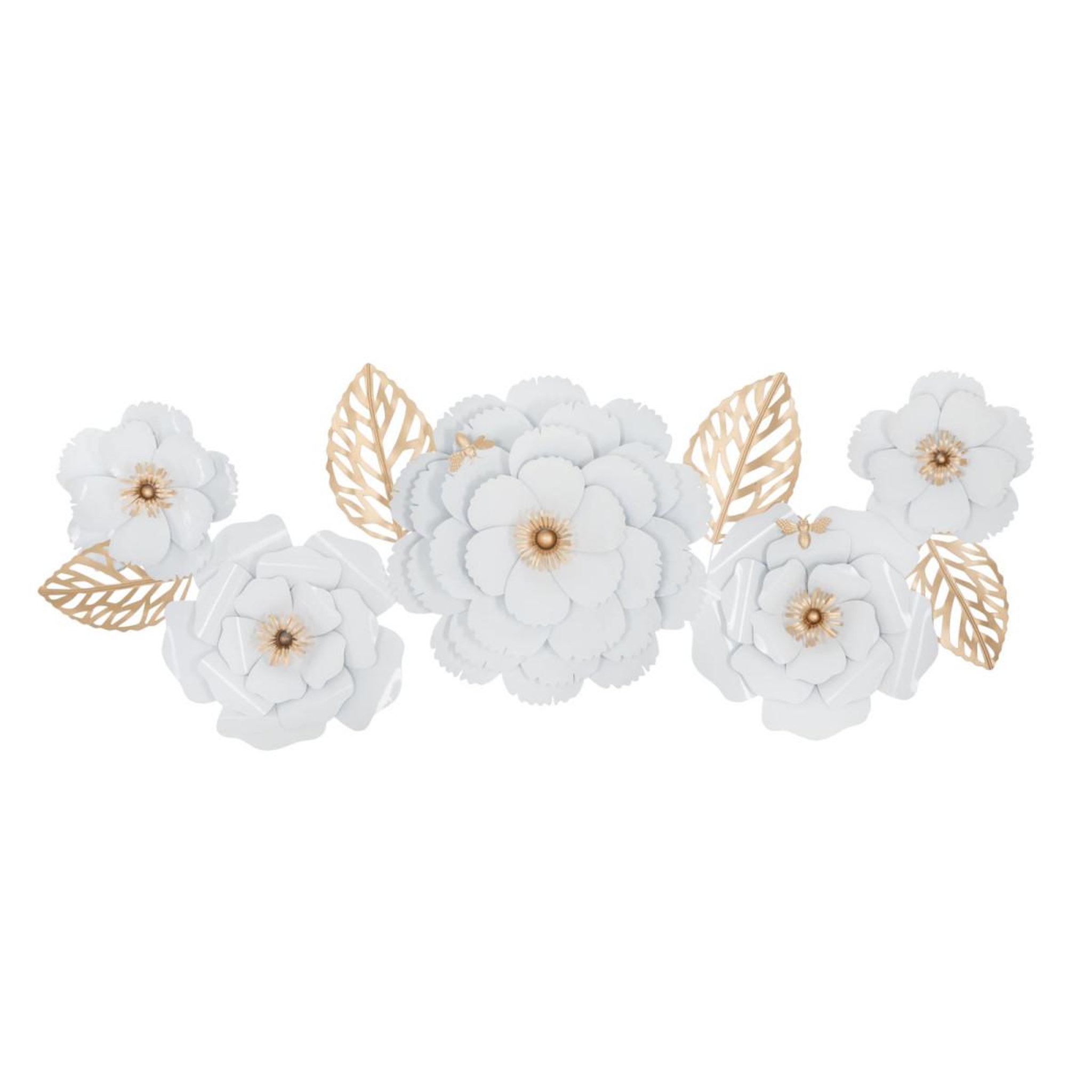 Paris Prix Décoration murale en métal  foral  158cm blanc & or