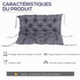 Voir la diapositive 4 : OUTSUNNY Coussin matelas assise dossier pour banc de jardin balancelle canapé grand confort 100 x 98 x 8 cm gris