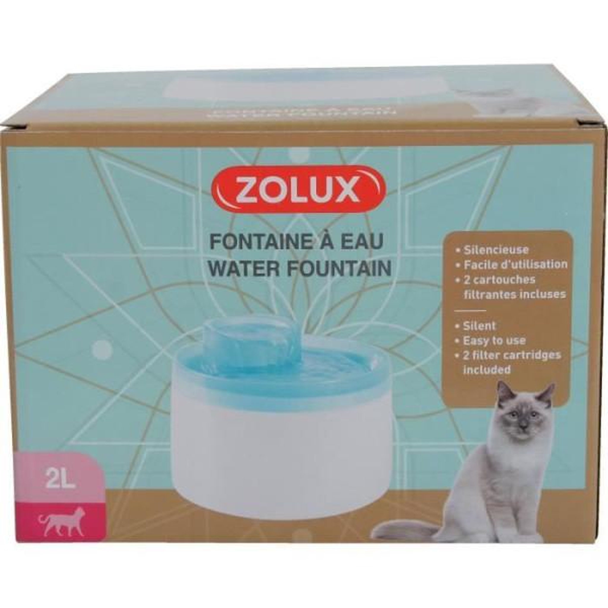 Voir la diapositive 6 : Zolux Fontaine a eau - Zolux - Pour chats et chiens - Avec cartouche filtrante - 2 litres