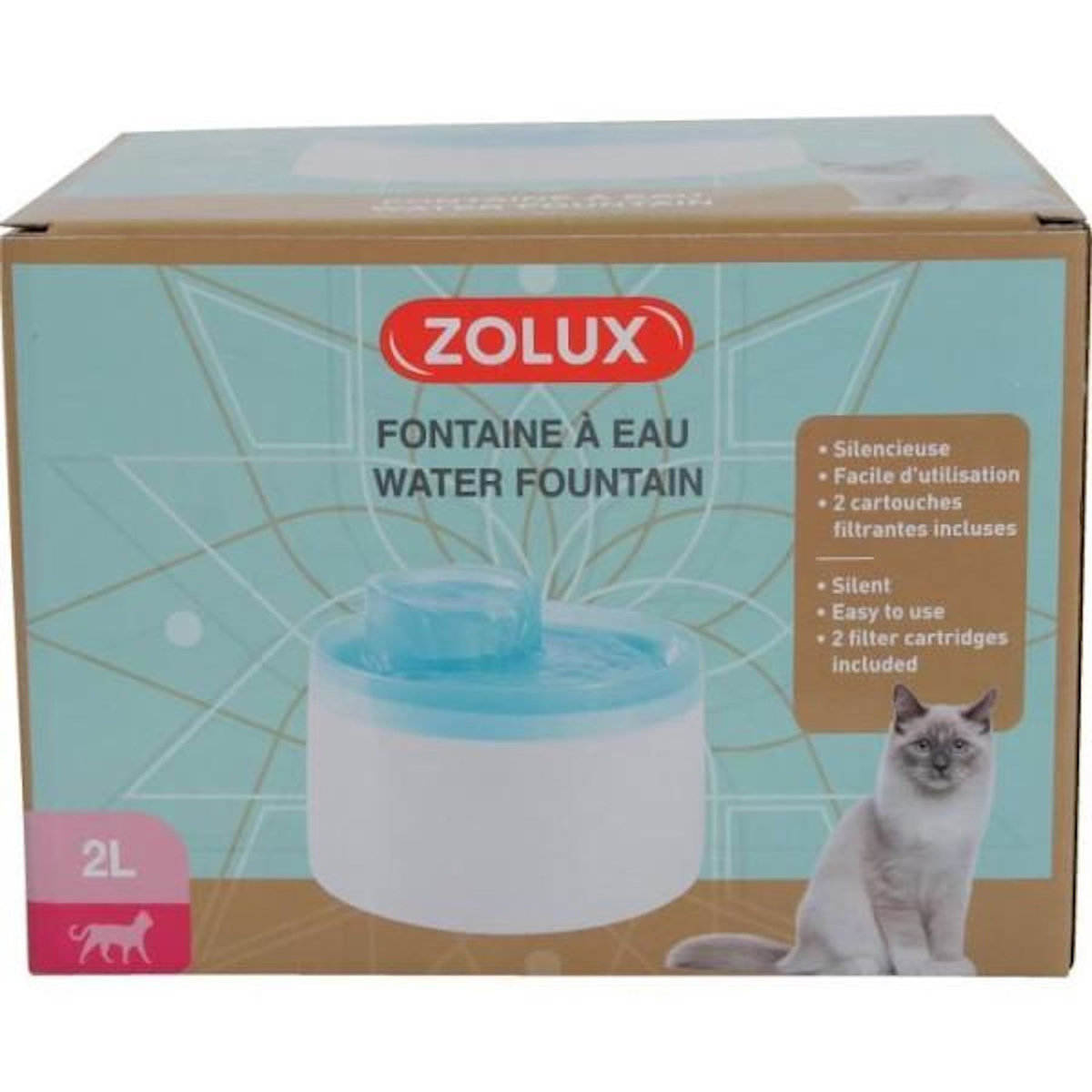 Zolux Fontaine a eau - Zolux - Pour chats et chiens - Avec cartouche filtrante - 2 litres