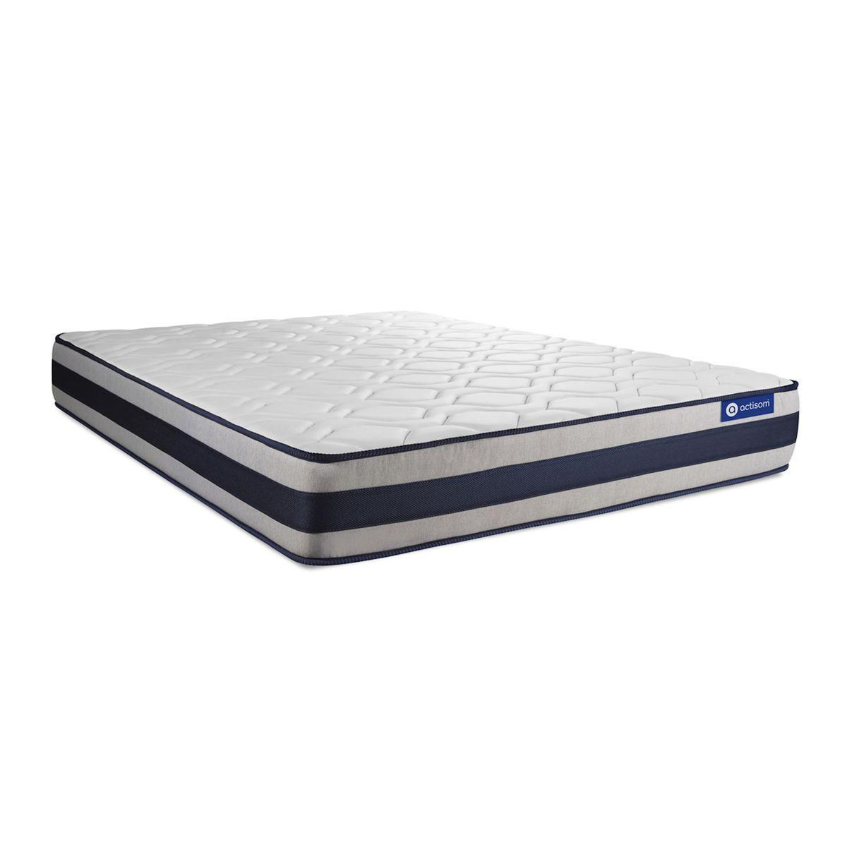 ACTISOM Pack prêt à dormir matelas Latex et Mémoire de forme ACTILATEX ERGO 180x200 cm + sommier KIT blanc + 2 oreillers + couette