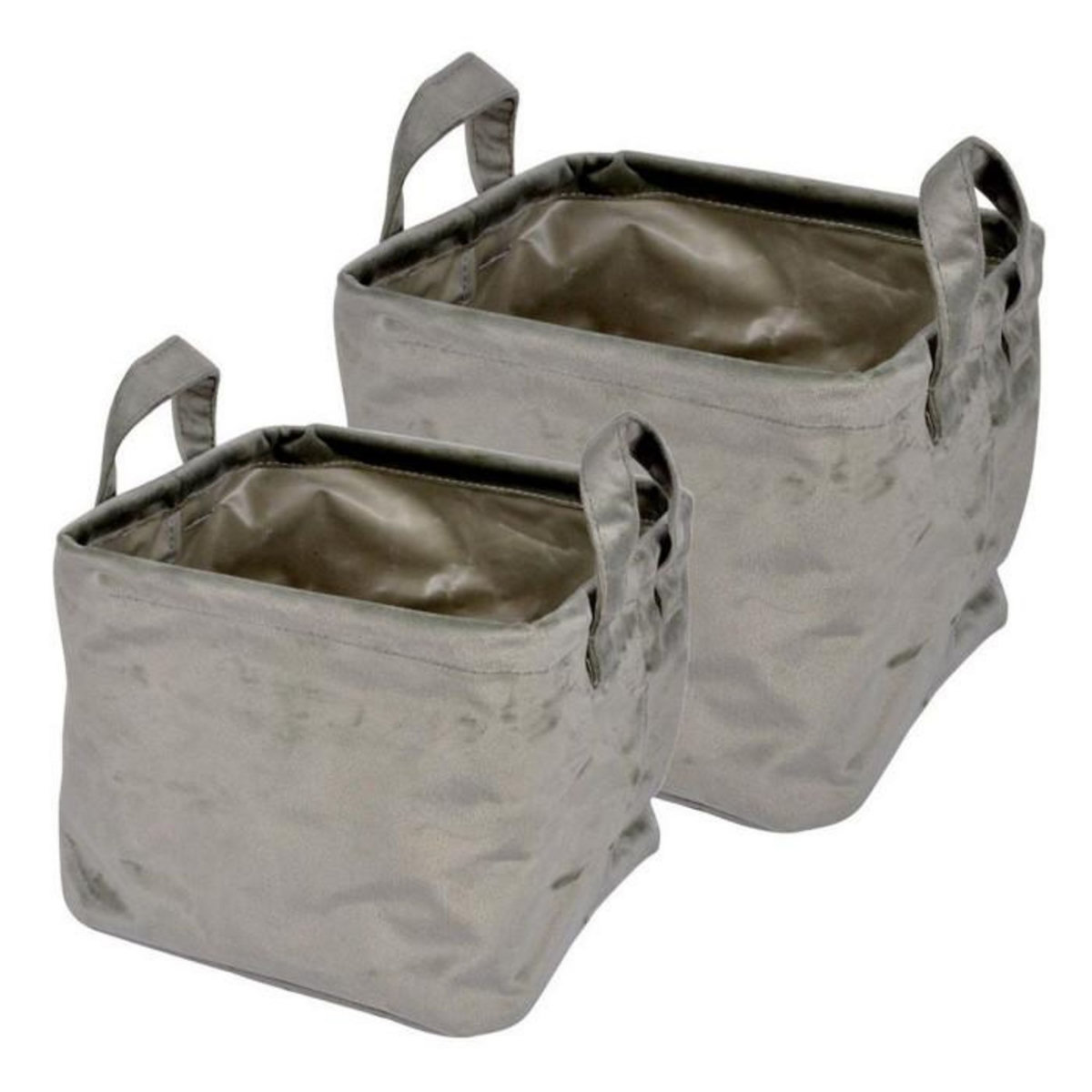 Paris Prix Lot de 2 Panières Carrées  Velvet  20cm Kaki