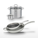 ELO Lot 2 Poêles 32/28 cm & 2 Faitouts 14/26 cm Elo Relief Evolution