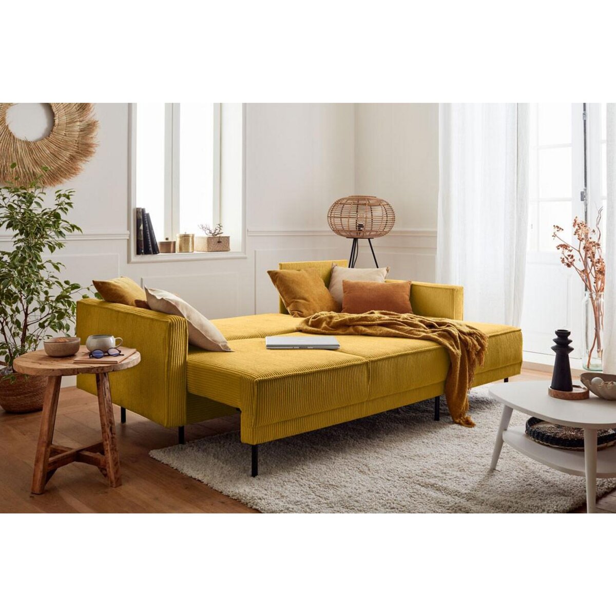 LISA DESIGN Charlie - canapé d'angle réversible - 4 places - convertible avec coffre - en velours côtelé