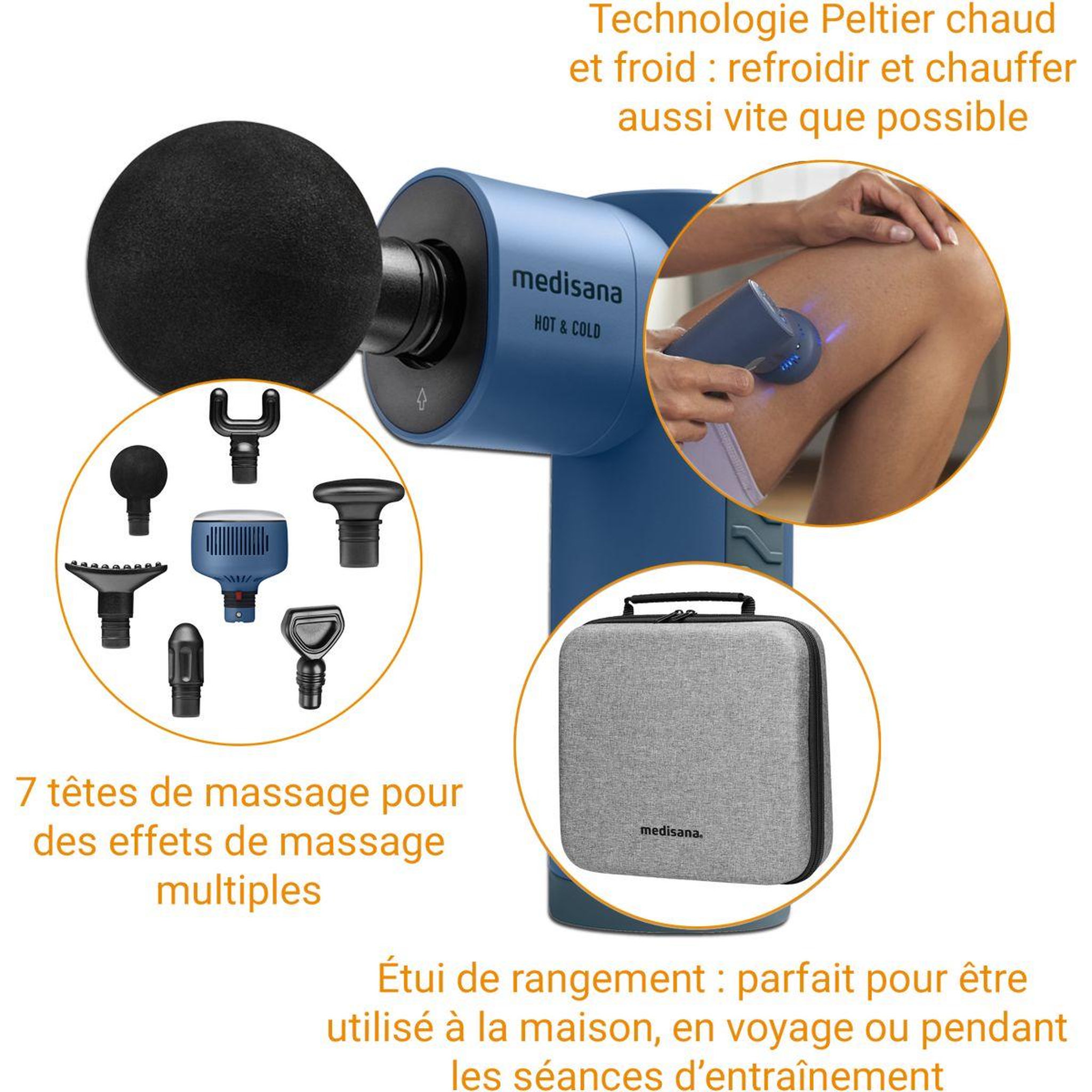 Voir la diapositive 2 : Medisana Pistolet de massage de massage MG 600 chaud et froid