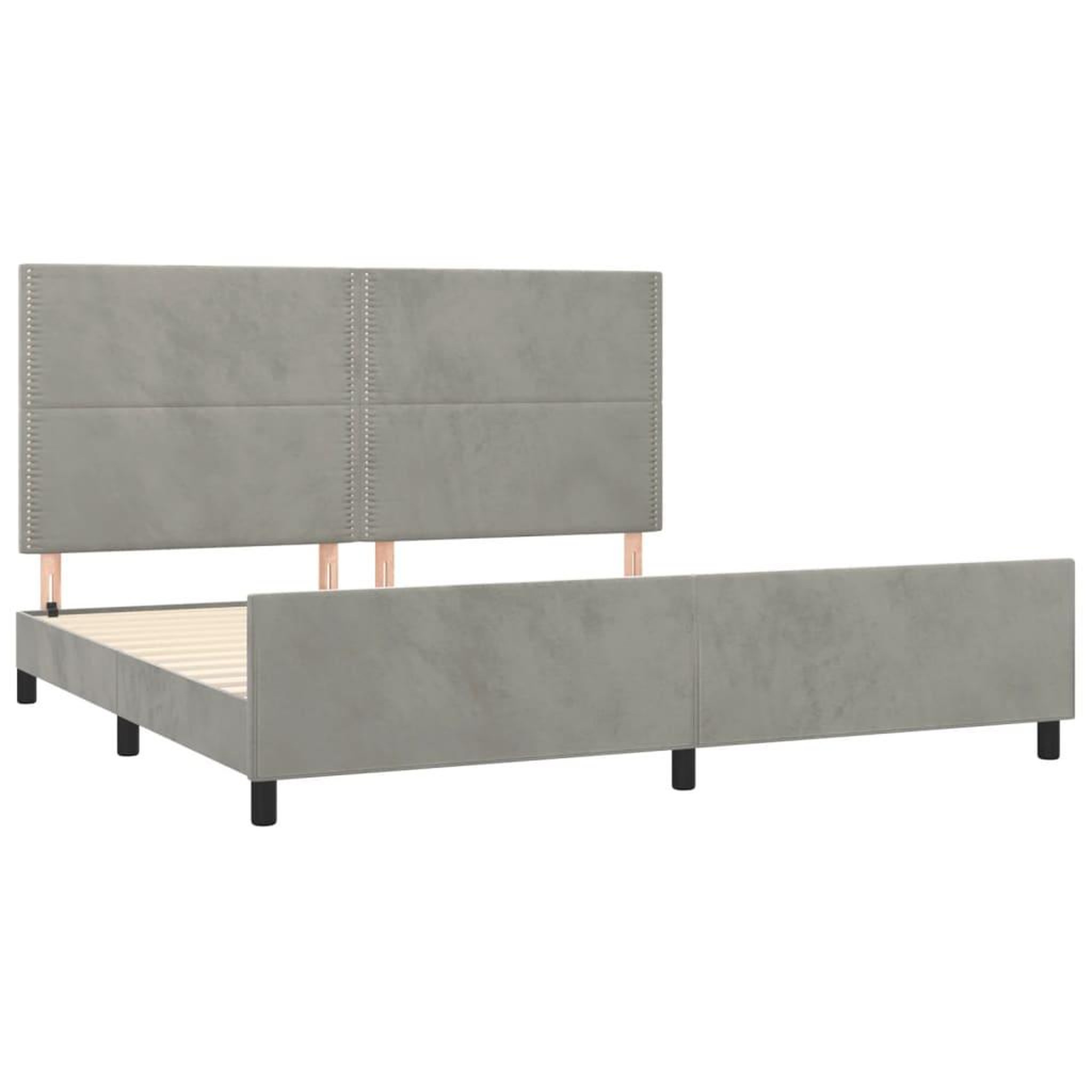 Voir la diapositive 4 : VIDAXL Cadre de lit sans matelas gris clair 200x200 cm velours