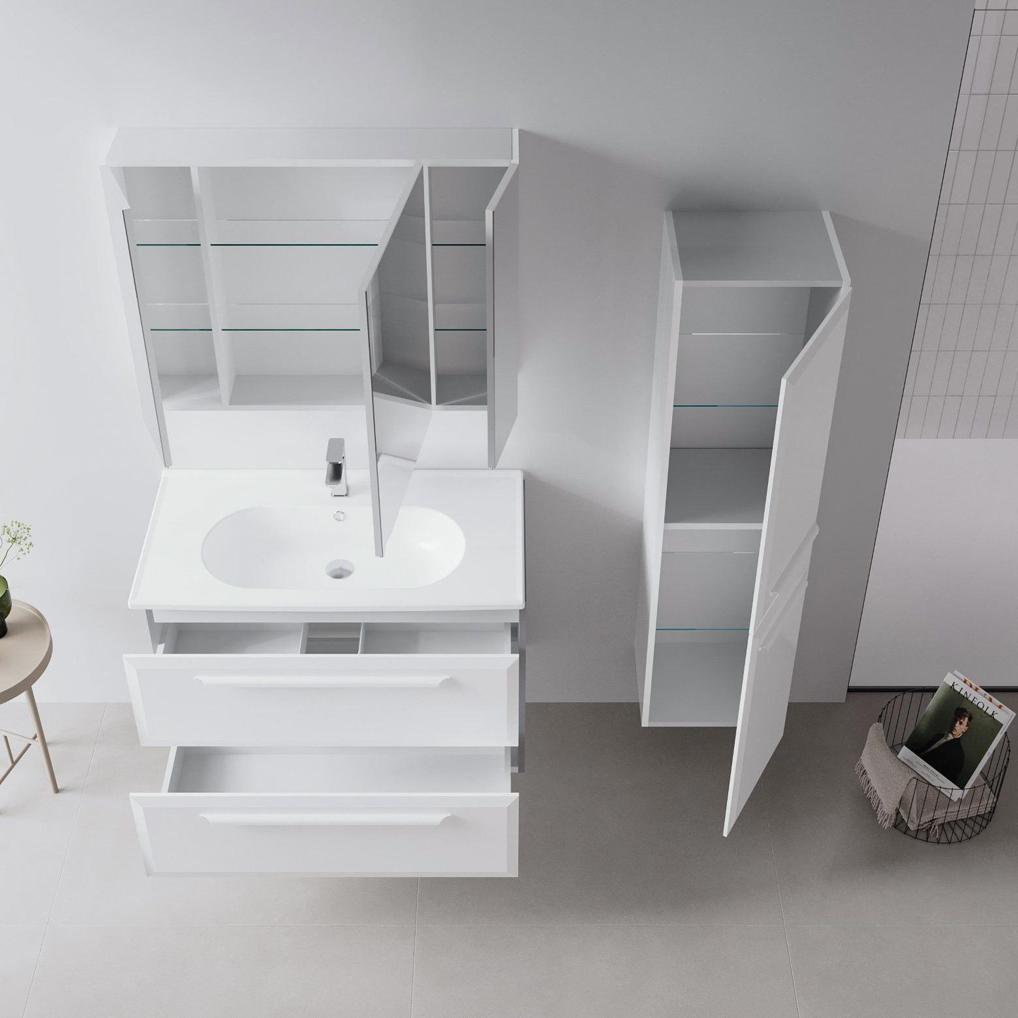 Voir la diapositive 3 : Habitat et Jardin Meuble salle de bain avec miroir  nuvola 100 v2  - 97 x 16 x 66 cm - white