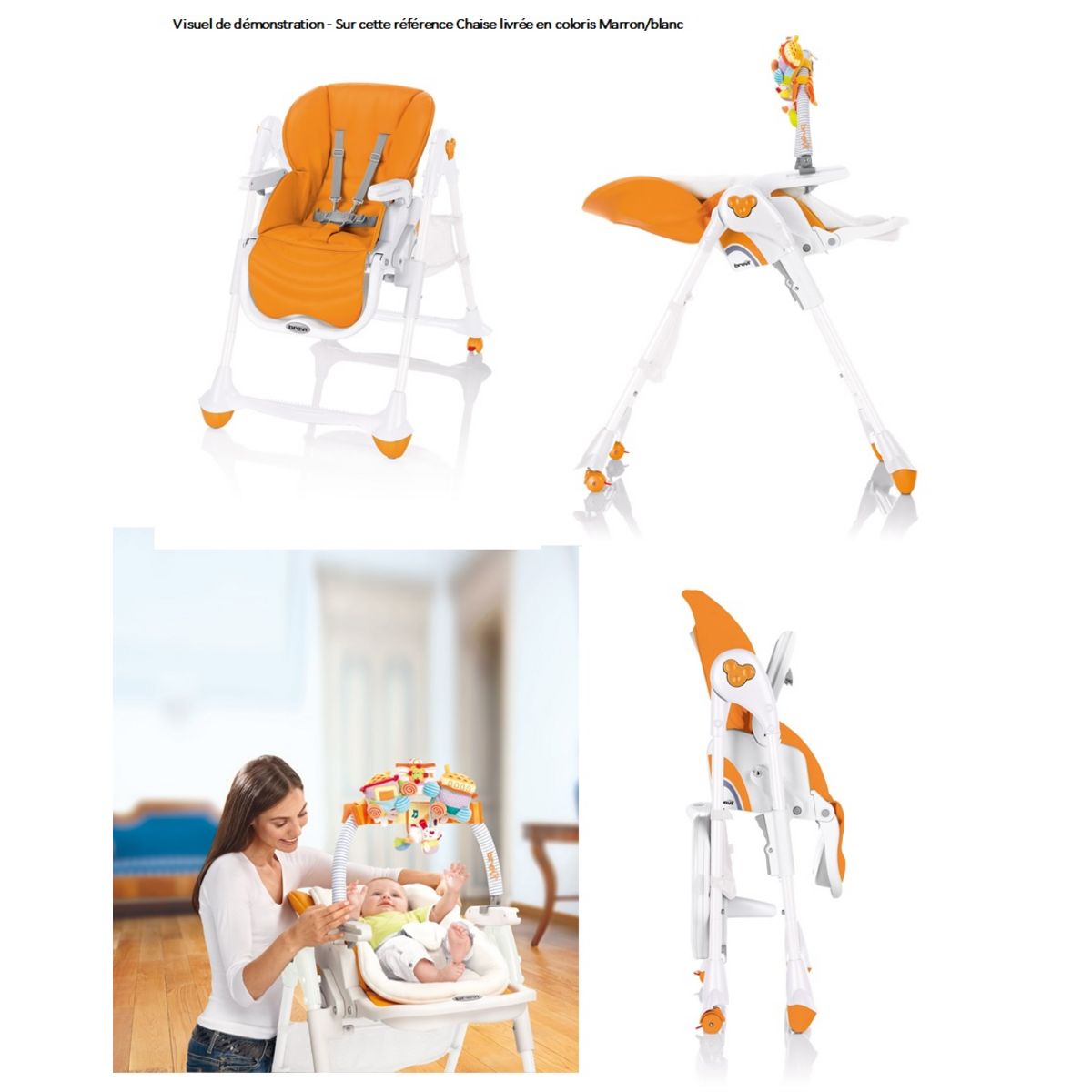 BREVI Chaise haute bébé 3 en 1 évolutive B Fun