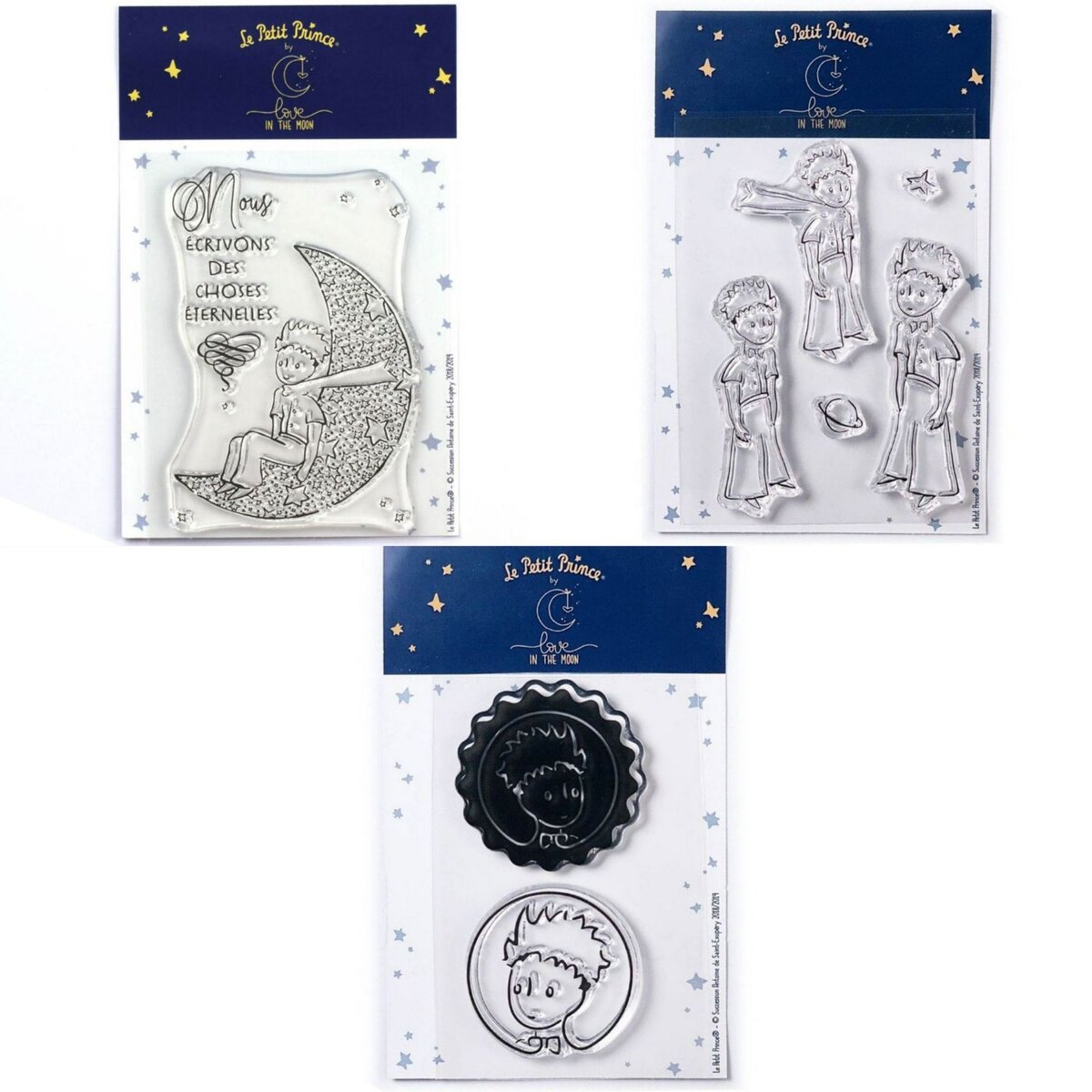  8 Tampons transparents Le Petit Prince et La lune + Etoiles + Portraits