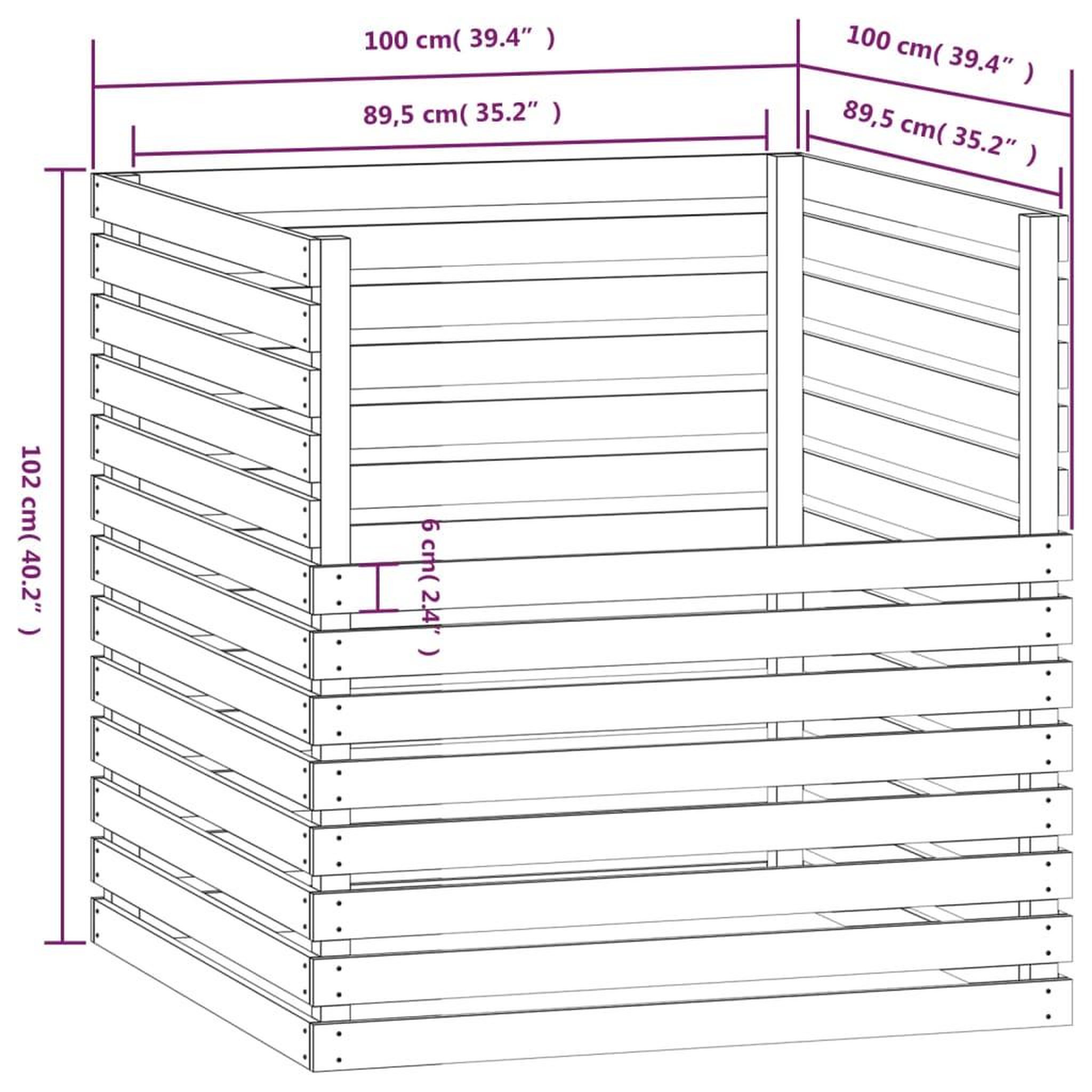 Voir la diapositive 6 : VIDAXL Composteur Blanc 100x100x102 cm Bois massif de pin
