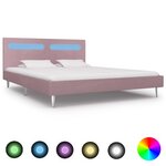 VIDAXL Cadre de lit avec LED Rose Tissu 180 x 200 cm