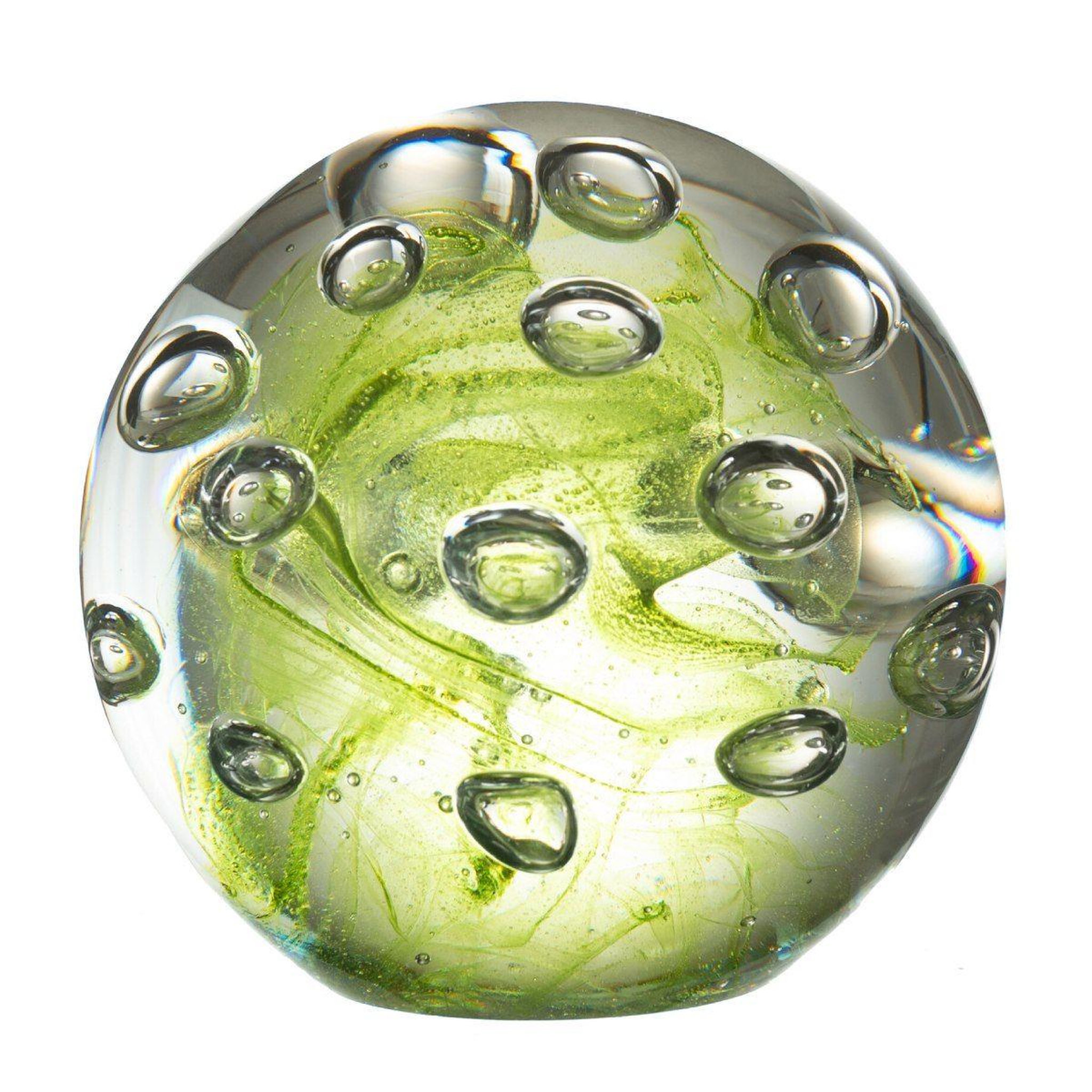 Voir la diapositive 1 : J-LINE Presse-papier déco en verre  bulles  10cm vert