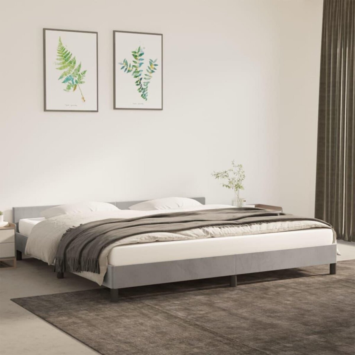 VIDAXL Cadre de lit sans matelas gris clair 200x200 cm velours