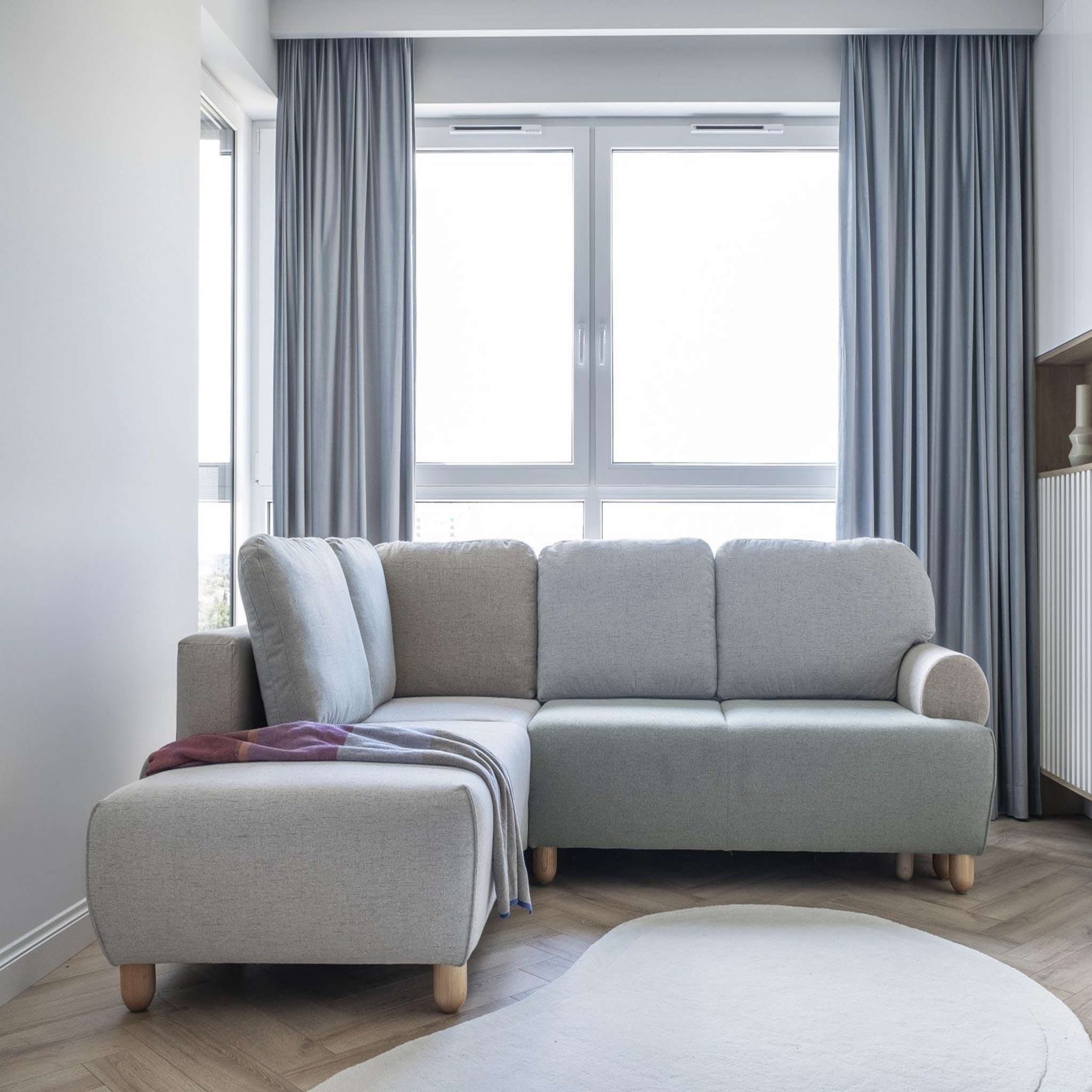 Voir la diapositive 2 : BEST MOBILIER Olli - canapé d'angle droit - convertible - avec coffre - 4 places - en tissu