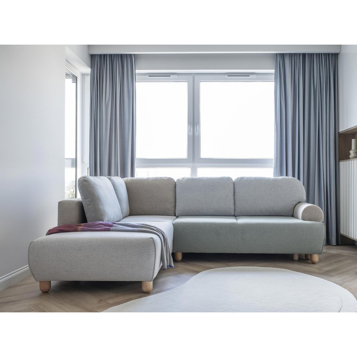 BEST MOBILIER Olli - canapé d'angle droit - convertible - avec coffre - 4 places - en tissu