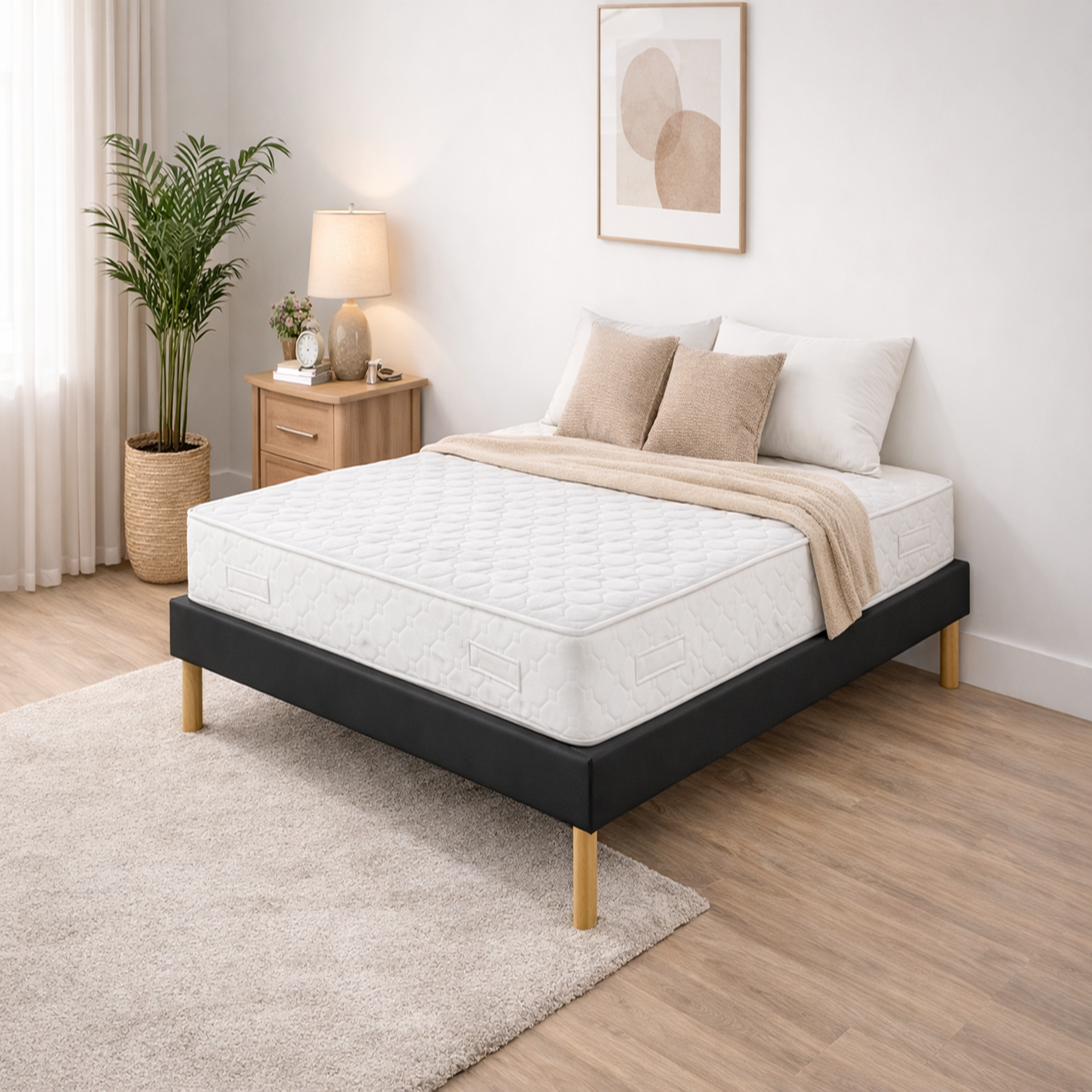 Voir la diapositive 1 : KING OF DREAMS Ensemble Sommier Tapissier et Matelas Soutien Très Ferme Haute