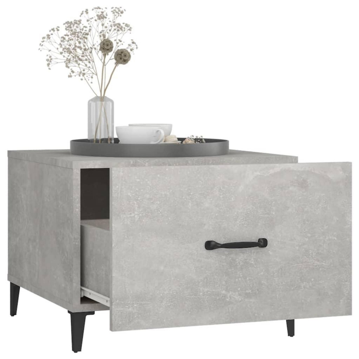 VIDAXL Tables basses avec pieds en metal 2 pcs Gris beton 50x50x40 cm