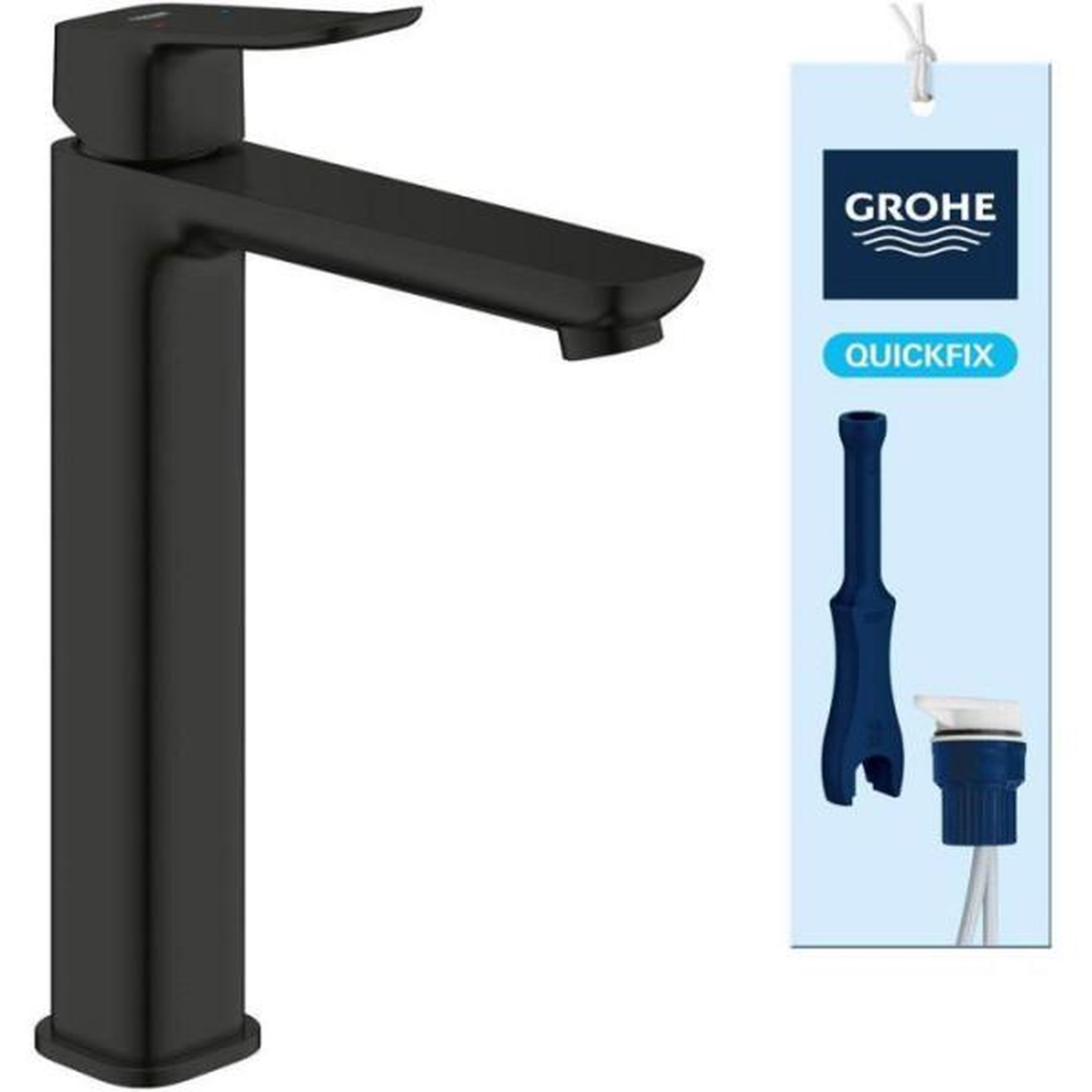 Grohe Mitigeur de lavabo - grohe dice - taille xl - corps lisse sans vidage - noir mat