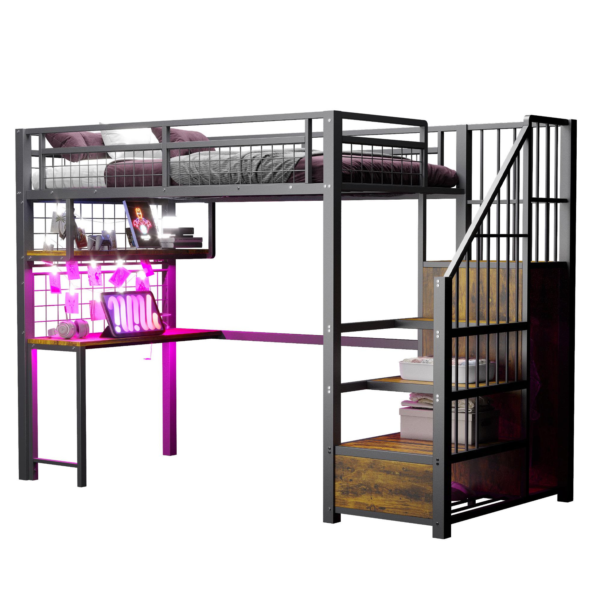 MERAX Lit mezzanine. Coloris disponibles : Noir, Blanc