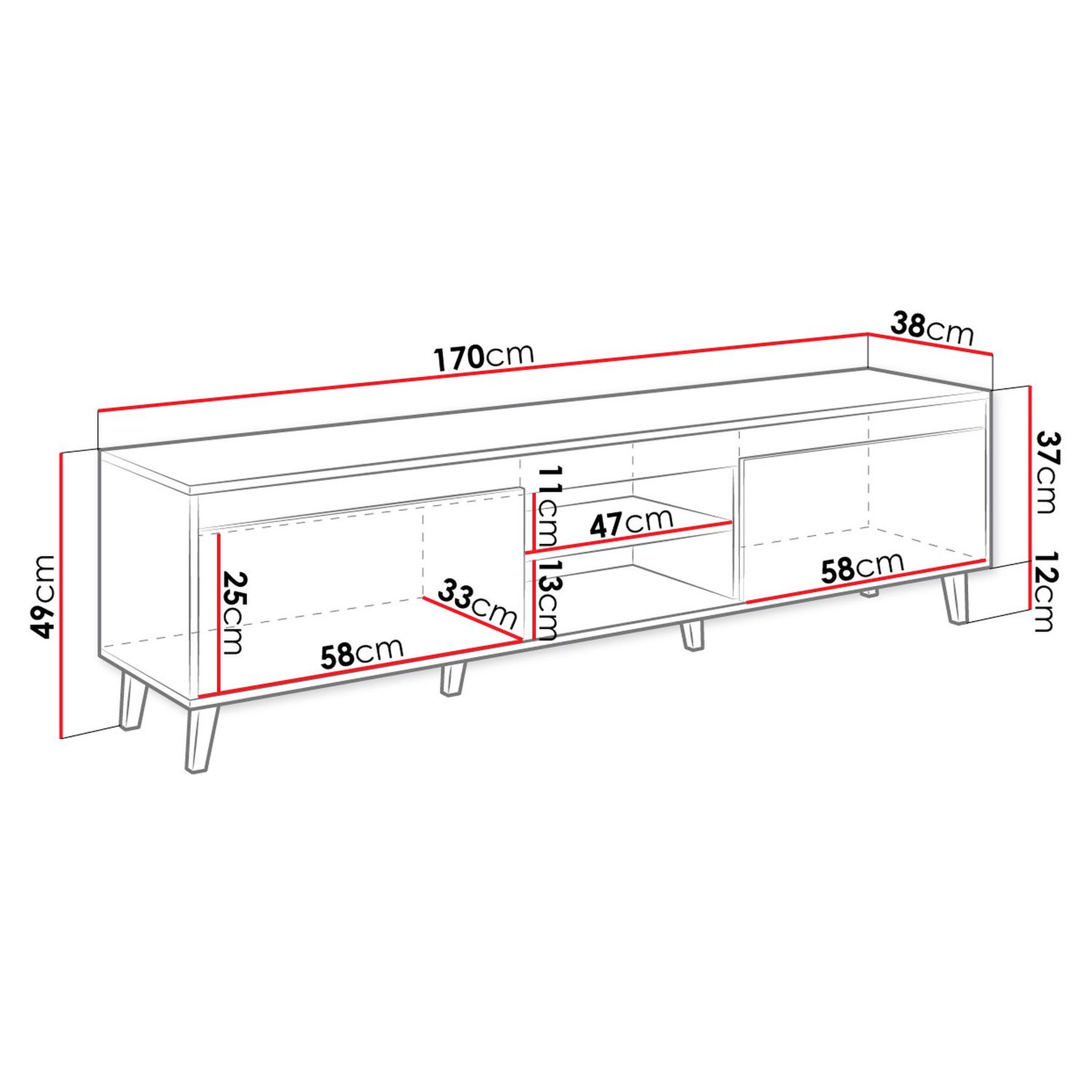 Voir la diapositive 3 : Meuble TV 2 portes et 2 niches 170cm  ERIC