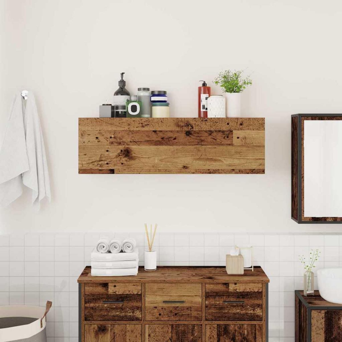 VIDAXL Armoire murale de bain vieux bois 100x25x30cm bois d'ingenierie