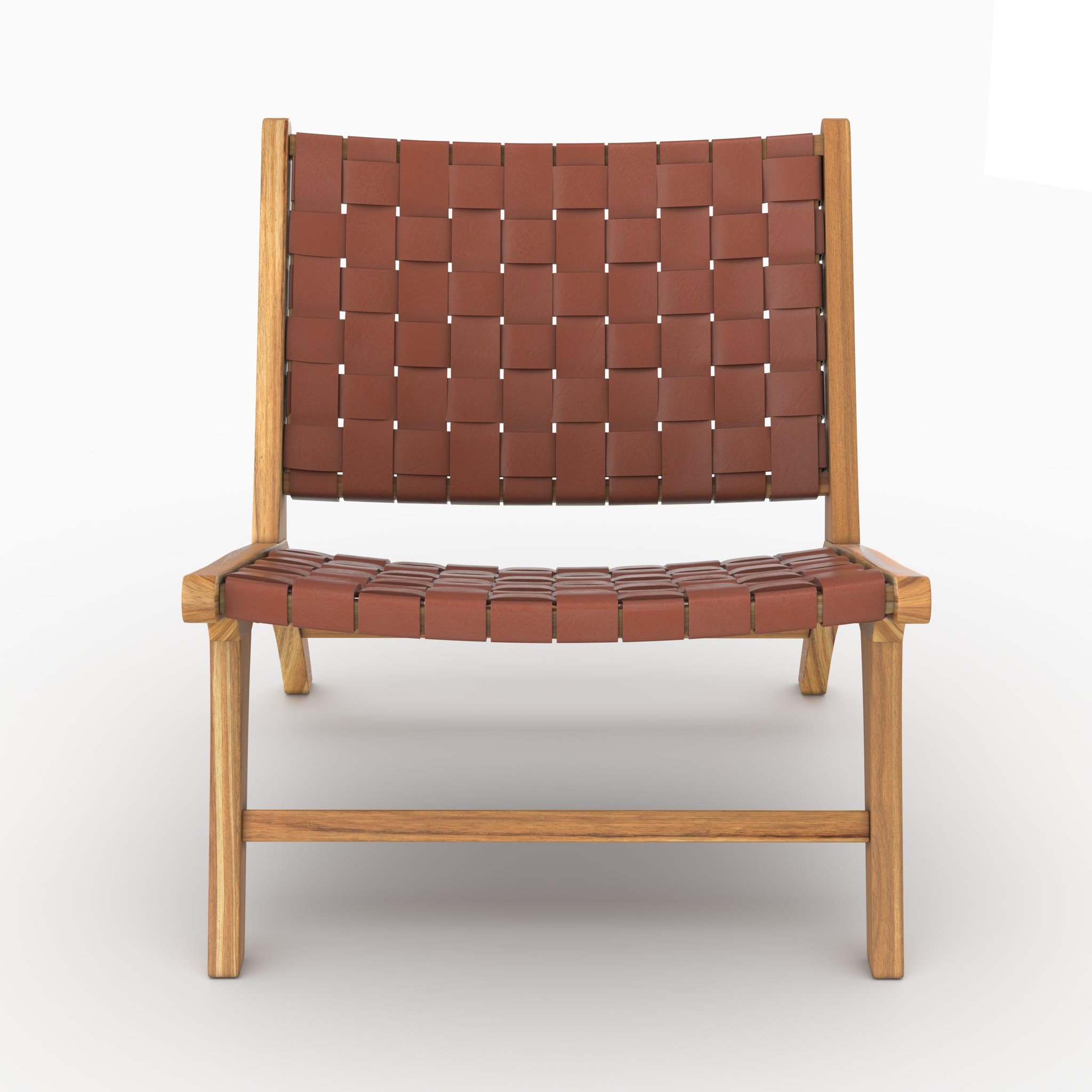 Voir la diapositive 6 : MAISON PAVANE Fauteuil en teck et cuir tressé marron-kuna