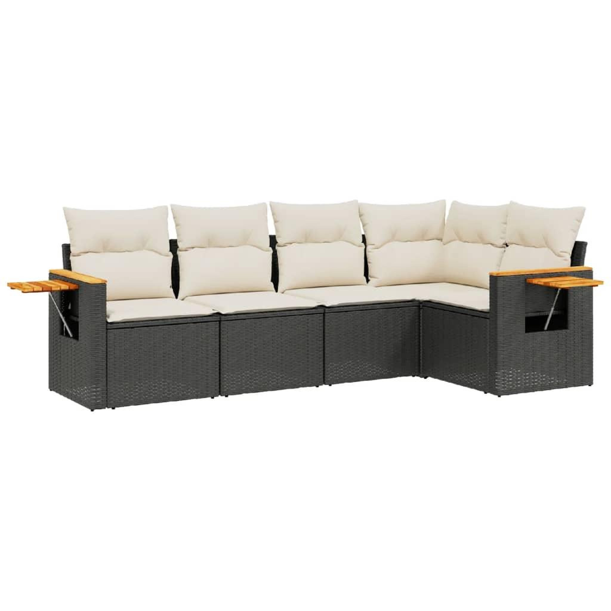 Voir la diapositive 2 : VIDAXL Salon de jardin 5 pcs avec coussins noir resine tressee