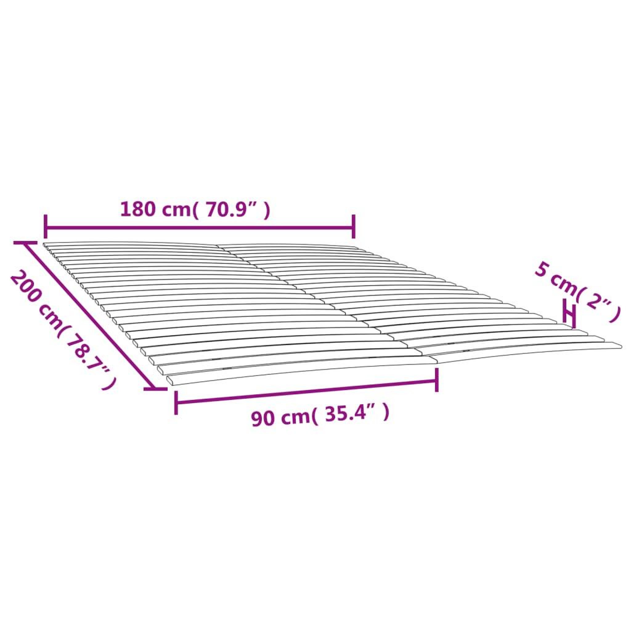 Voir la diapositive 6 : VIDAXL Sommiers a lattes avec 48 lattes 2 pcs 90x200 cm