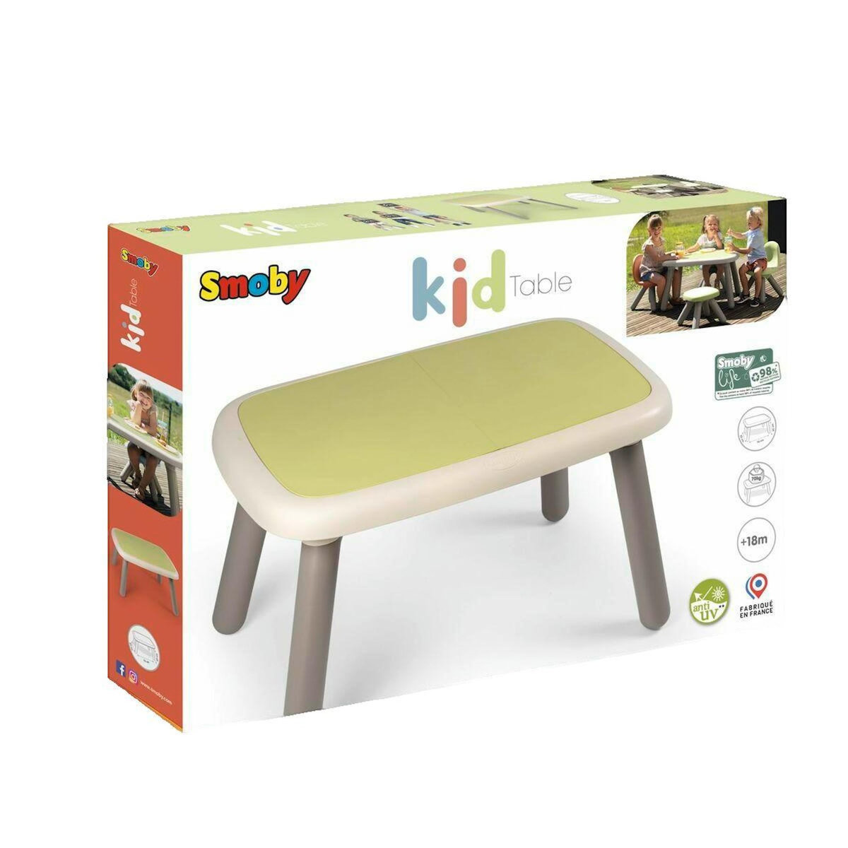 SMOBY Table de jardin Smoby Life en plastique recyclé vert