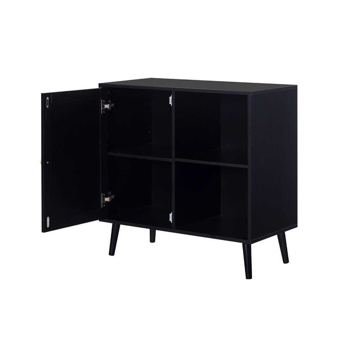 BEST MOBILIER Goto - buffet haut - noir et cannage - 2 niches et 1 porte - 80 cm