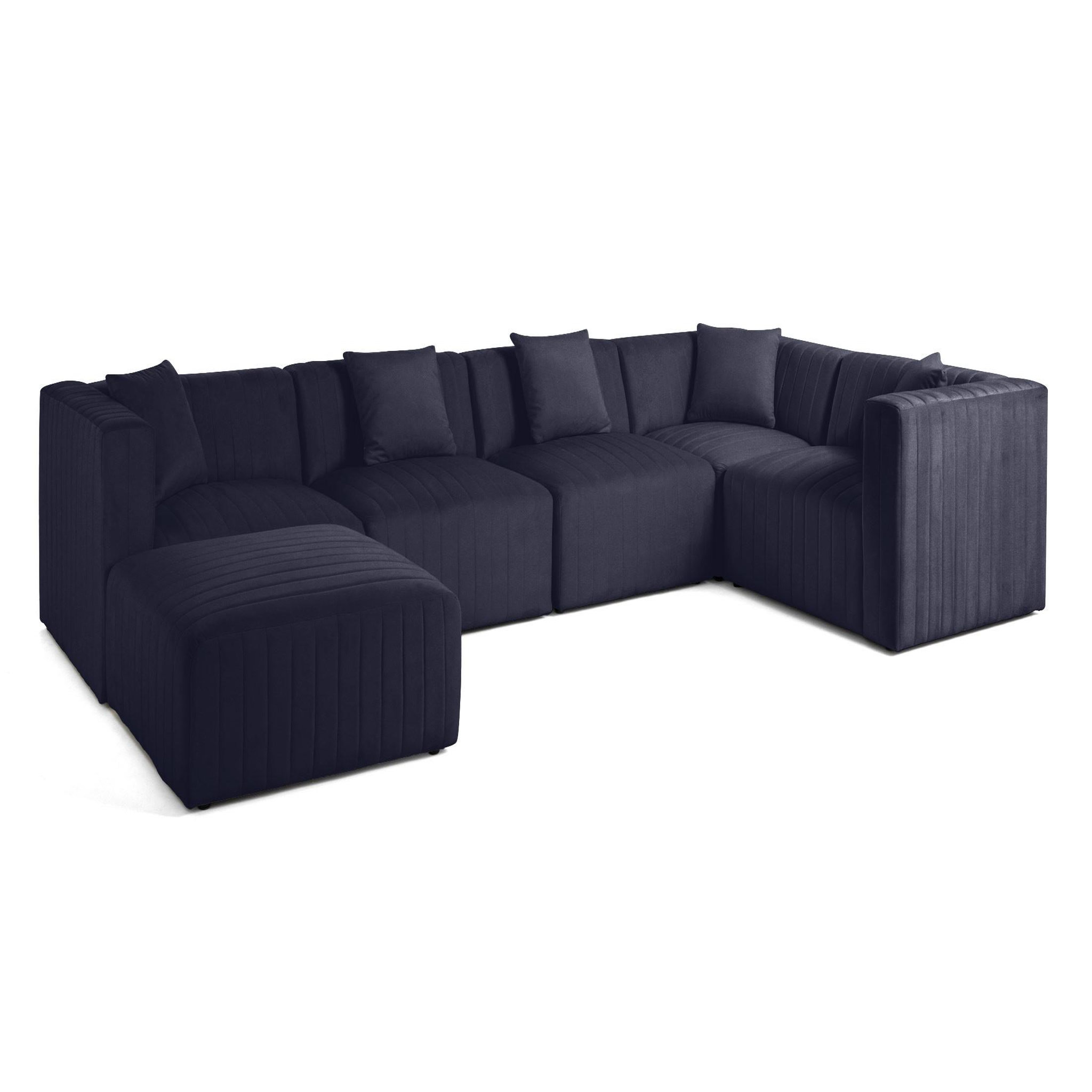 Voir la diapositive 3 : LISA DESIGN Nova - canapé modulable d'angle réversible - 6 places - avec pouf d'appoint - en velours